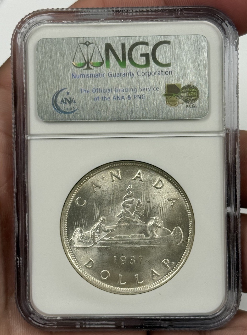 1937 $1 SILVER DOLLAR GEORGE-VI CANADA NGC MS62 #3076