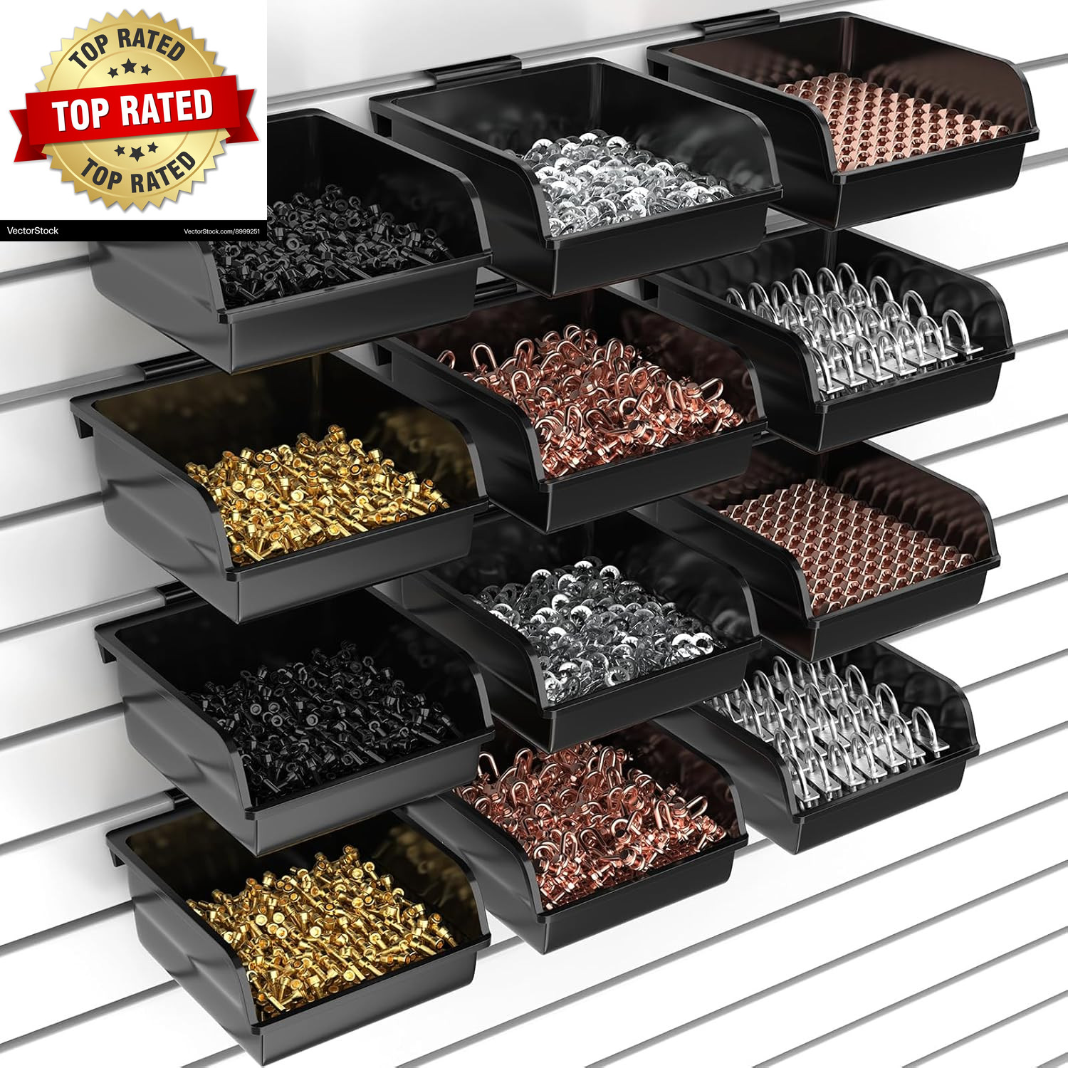 12 Pack Slatwall Bins with Hooks Plastic Slatwall Organizer Slatwall Containers