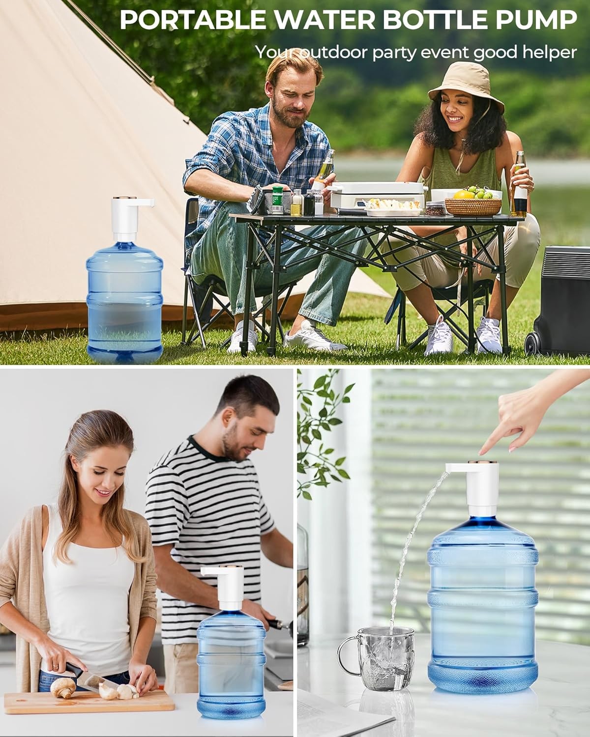 Water Bottle Pump, Portable Electric Water Dispenser Pump for 5 Gallon Bottles -