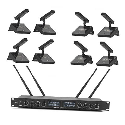 YT8 Wireless Microphone System,UHF 8 Channel Gooseneck Desktop Microphone