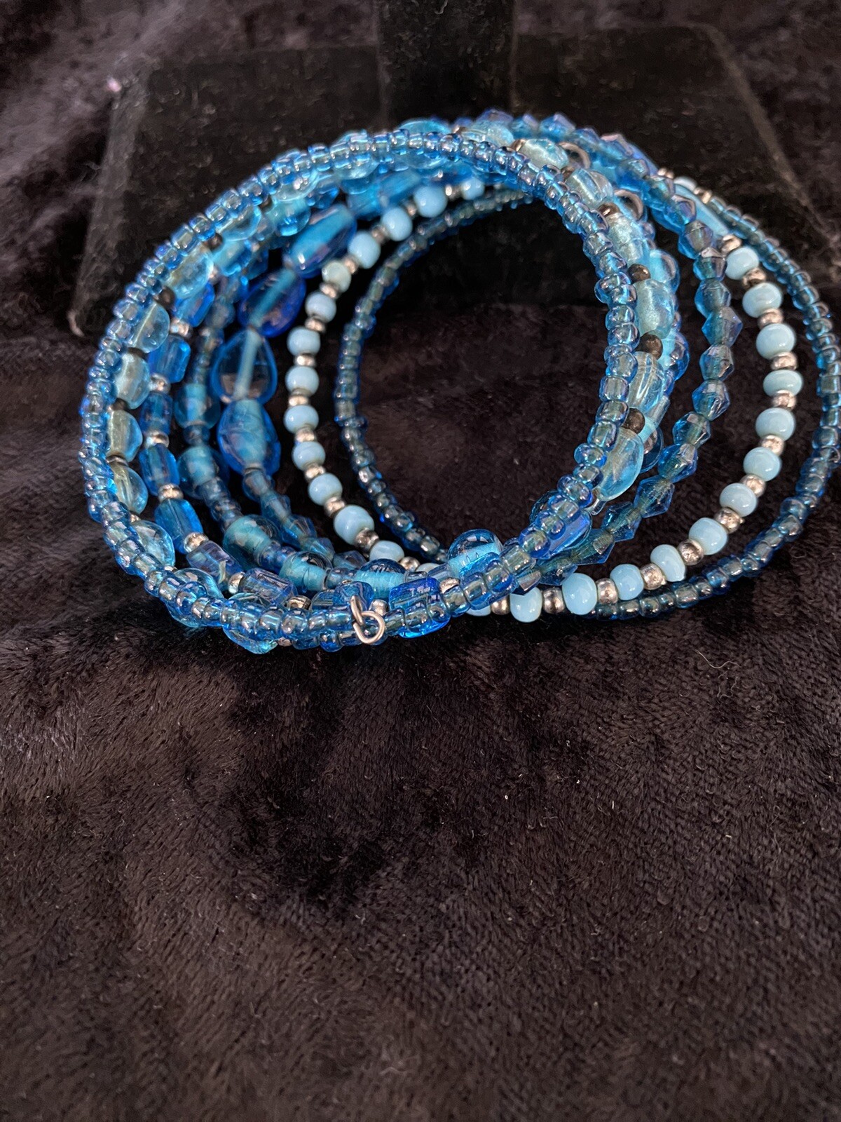 Handmade Multi Bead Memory Wire Bracelet