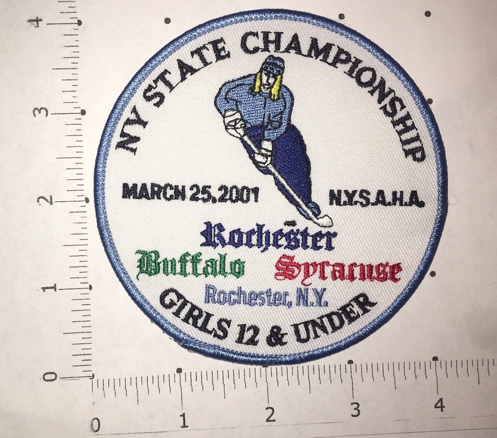 New York Hockey Championship Patch - Girls 12 & Under   2001