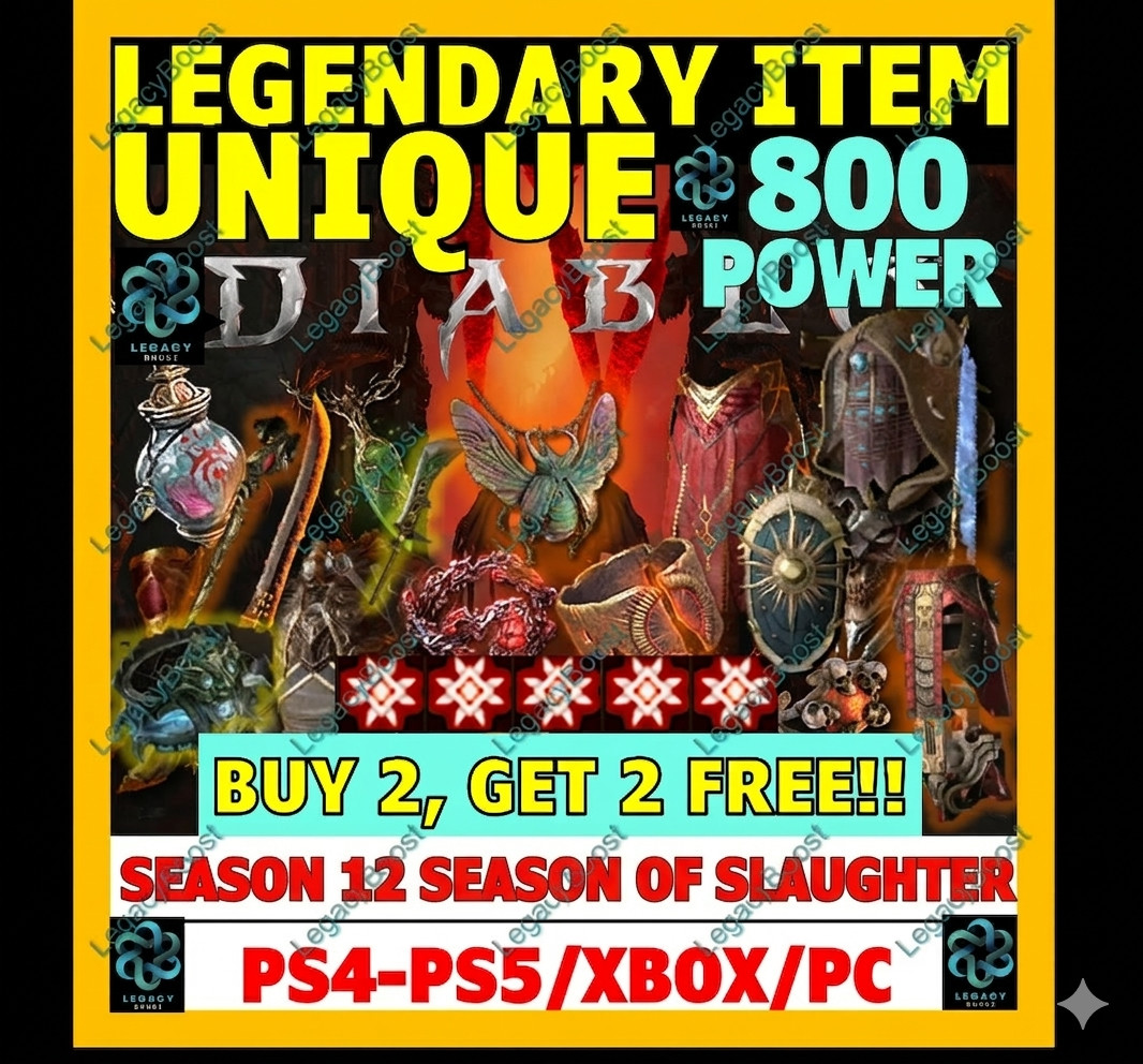 🔥 DIABLO 4 IV✨ALL UNIQUES ITEMS✨GA 800✨SEASON 12 SEASON OF SLAUGHTER✨PC PS XBOX