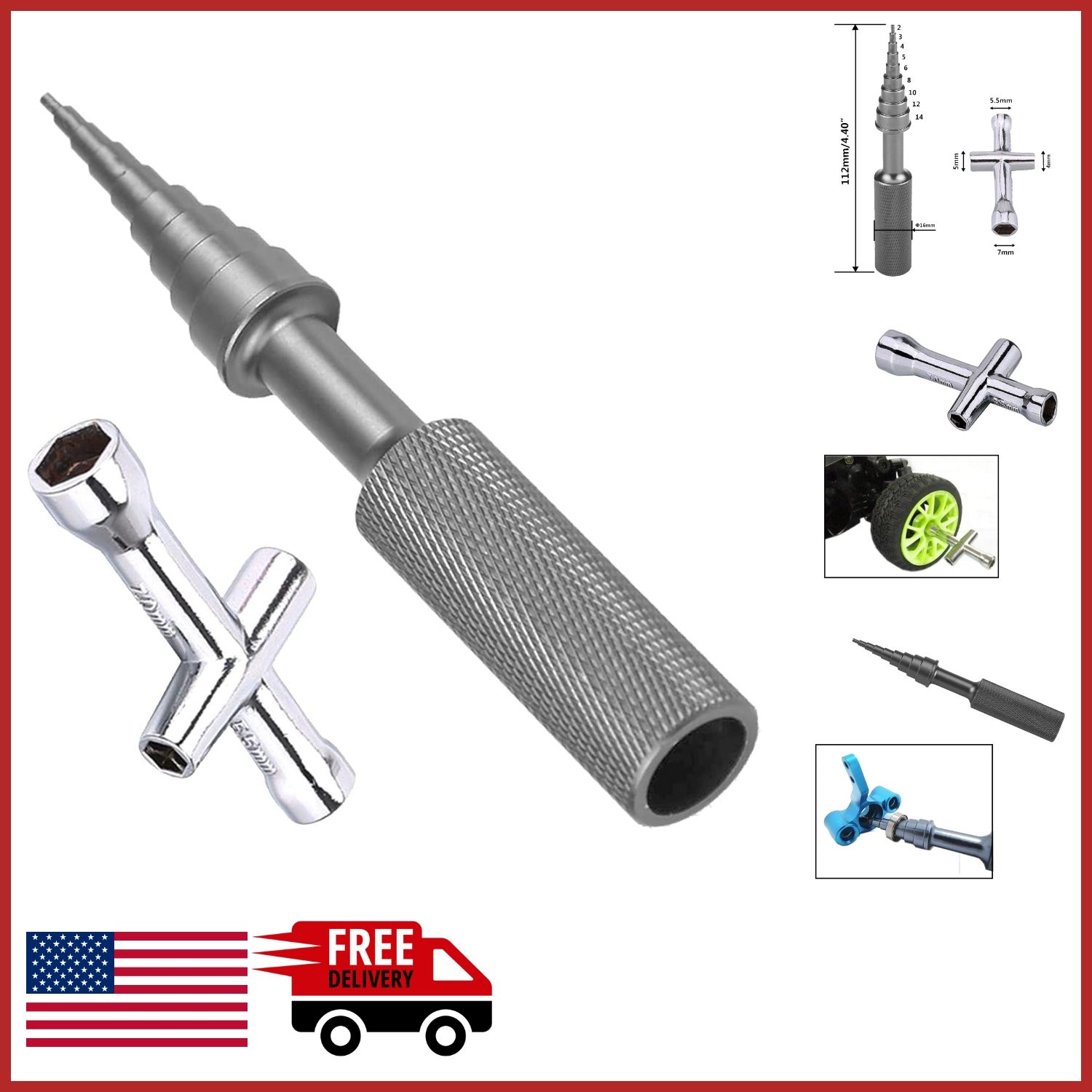 RC Ball Bearing Remover and Cross Wrench Set for Truck Buggy Car Maintenance