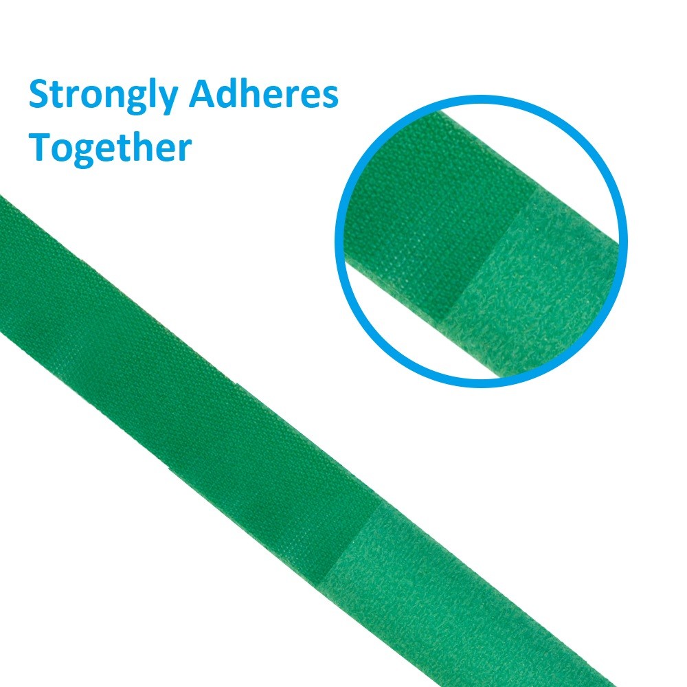 10 Pack of 50Ft 0.8" Width Hook and Loop Strap Tape Green