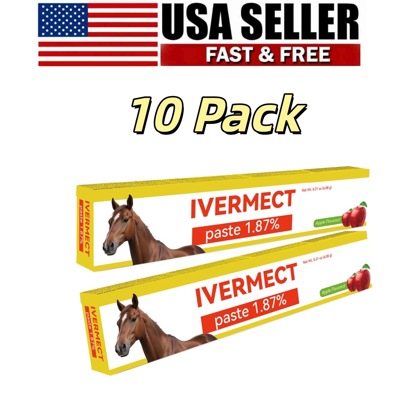 10 Pack In Box Paste Horse Dewormer Apple Flavor wormer EXP 01/2028