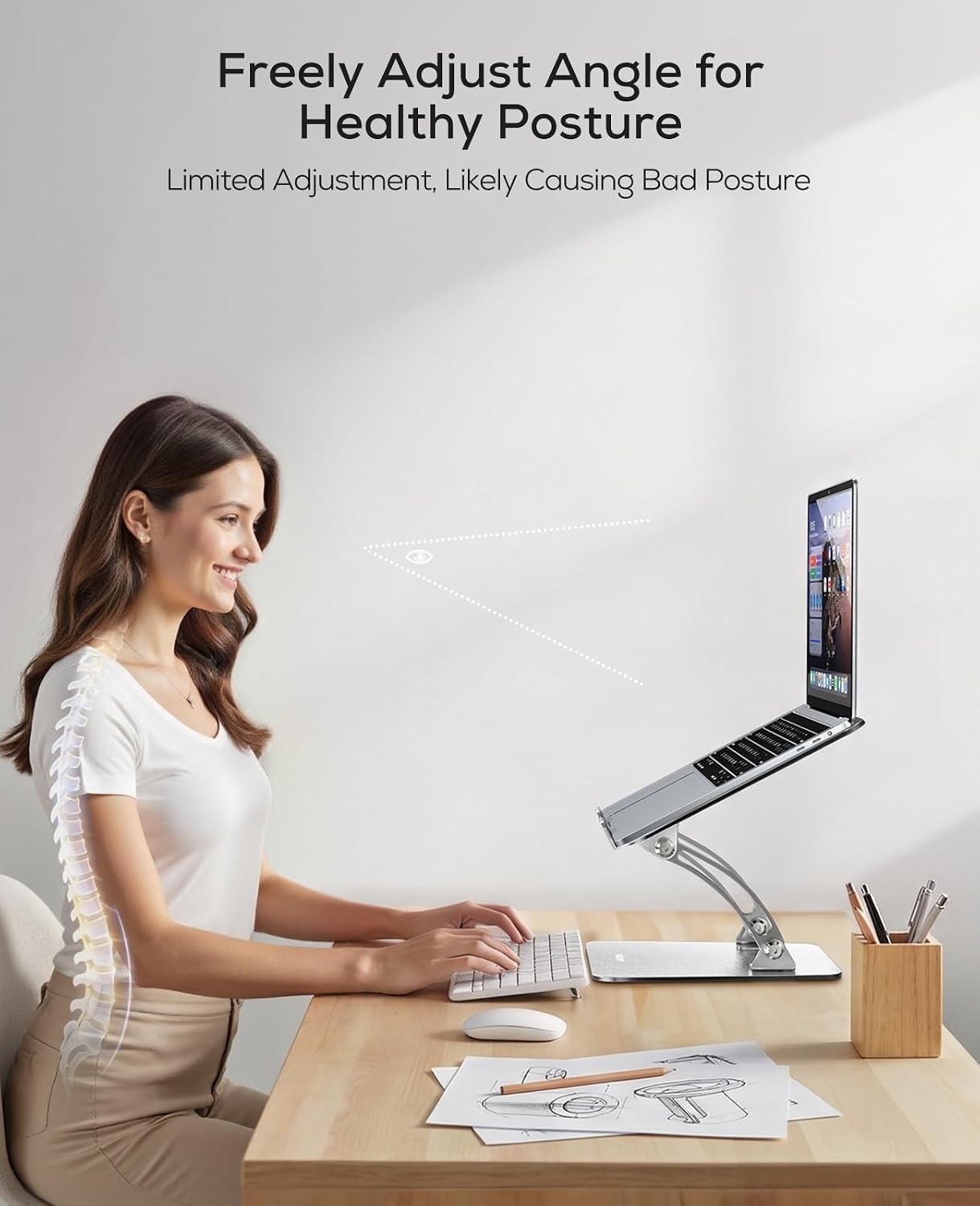 Ergonomic Adjustable Laptop Stand for Desk, Dual Foldable Computer Riser with...