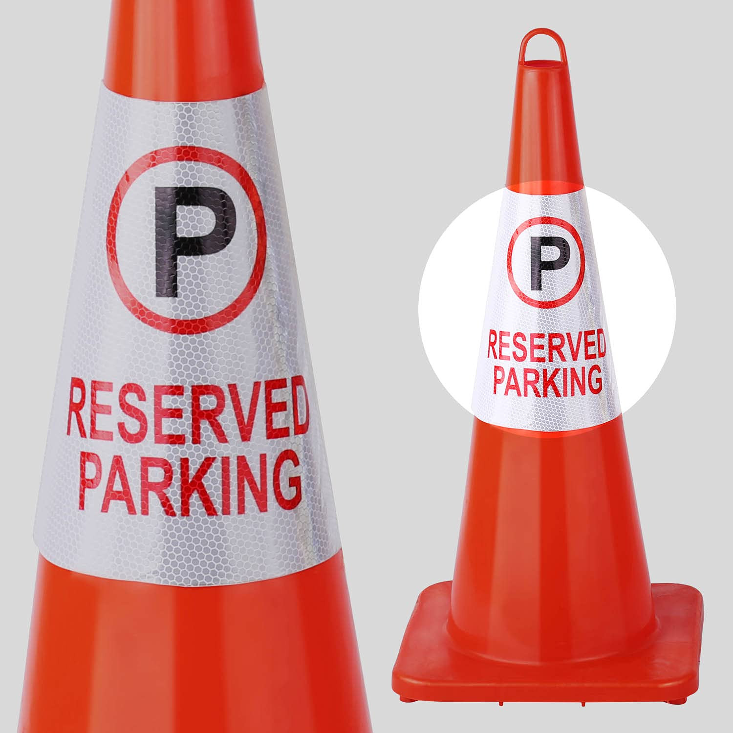 2 Pack Reserved Parking Bright Reflective Collars Sleeve, Cone Message Stickers