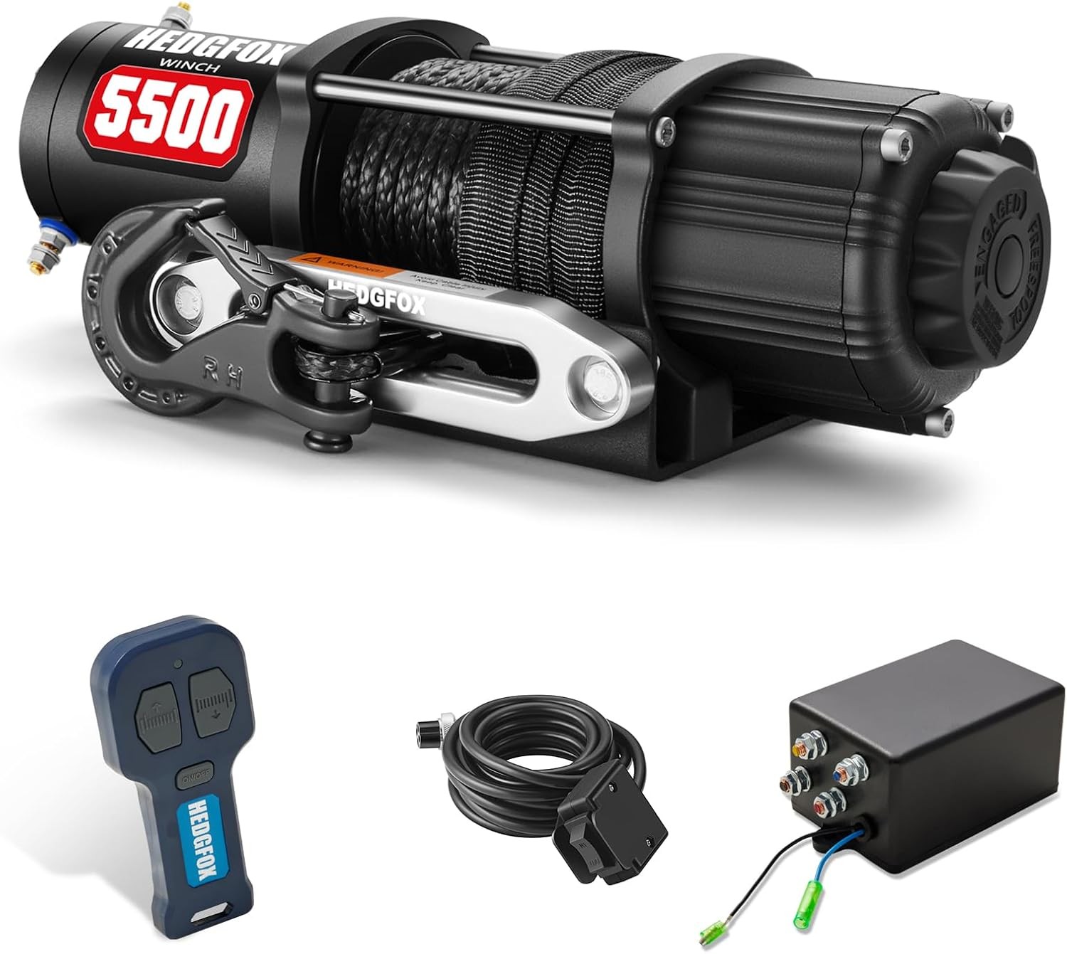 12V 5500LB Electric Winch Synthetic Rope Off-Road ATV/UTV Winch Recovery