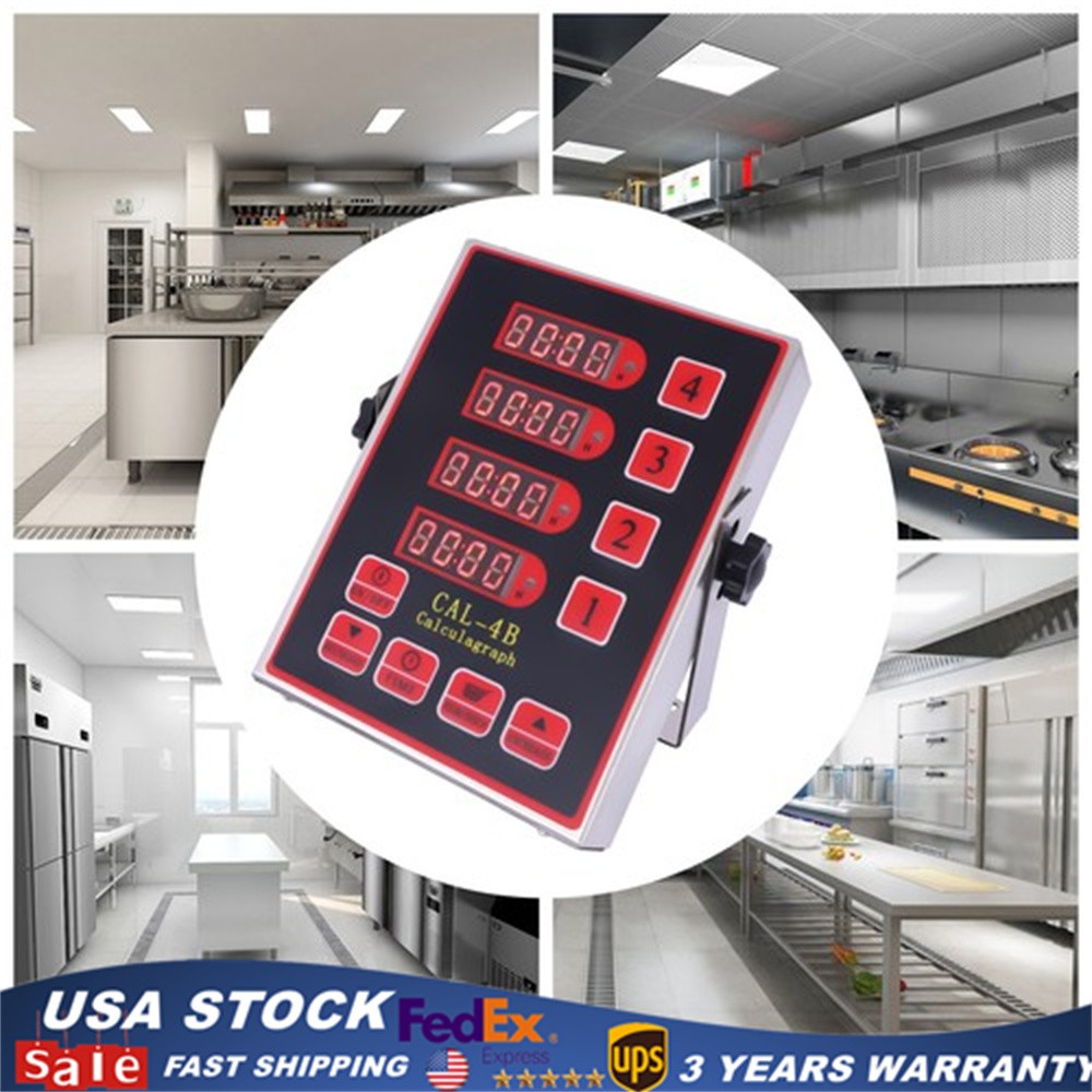 4-Channel Digital Kitchen Timer CAL-4B Restaurant Cooking Reminder Commercial
