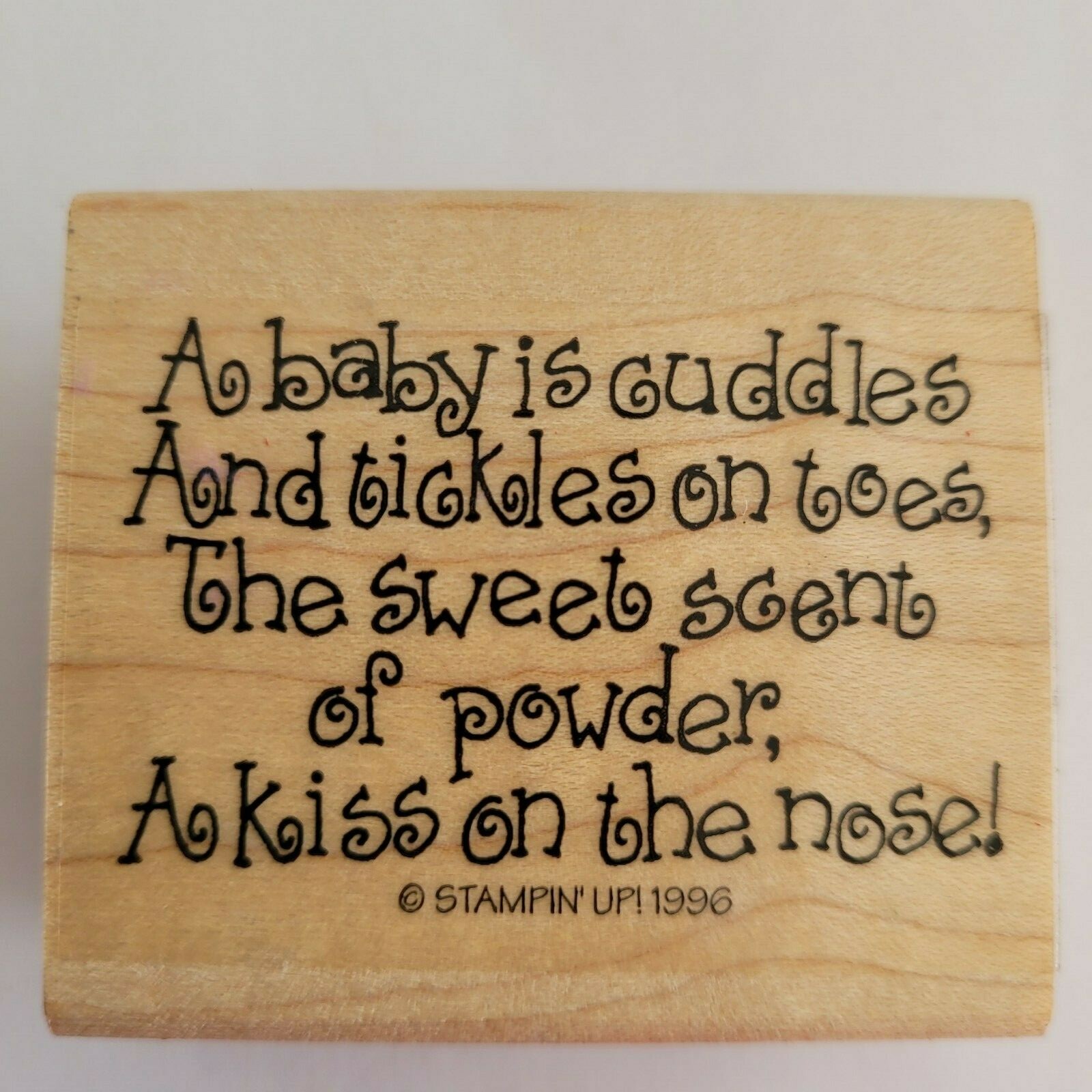 A Baby Is Cuddles Wooden Mounted Rubber Stamp 1996 Stampin' Up