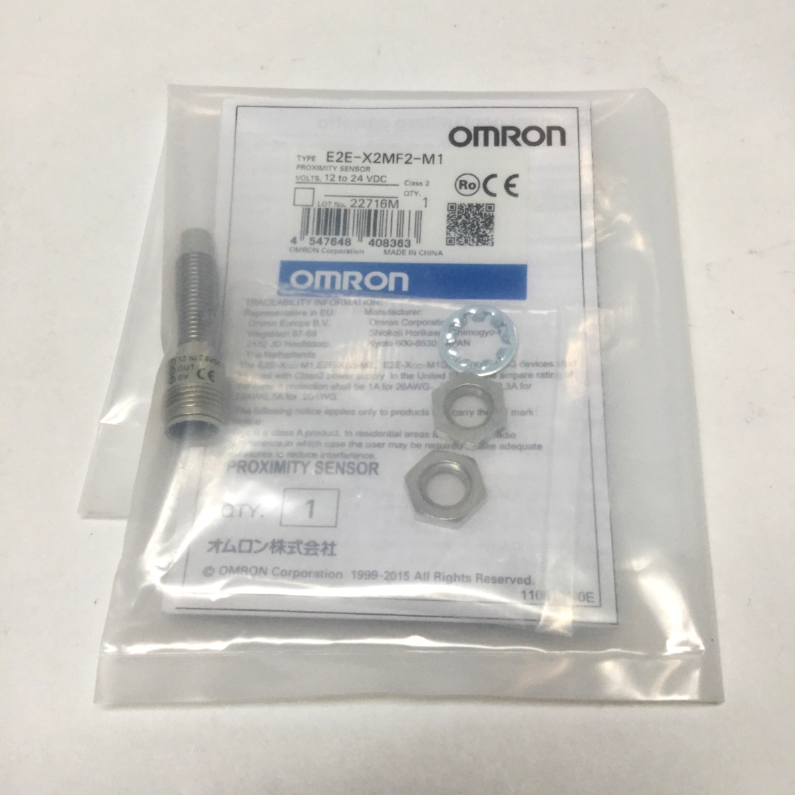 Omron E2E-X2MF2-M1 Inductive Proximity Switch Sensor 2mm Range, PNP NC, 12-24VDC