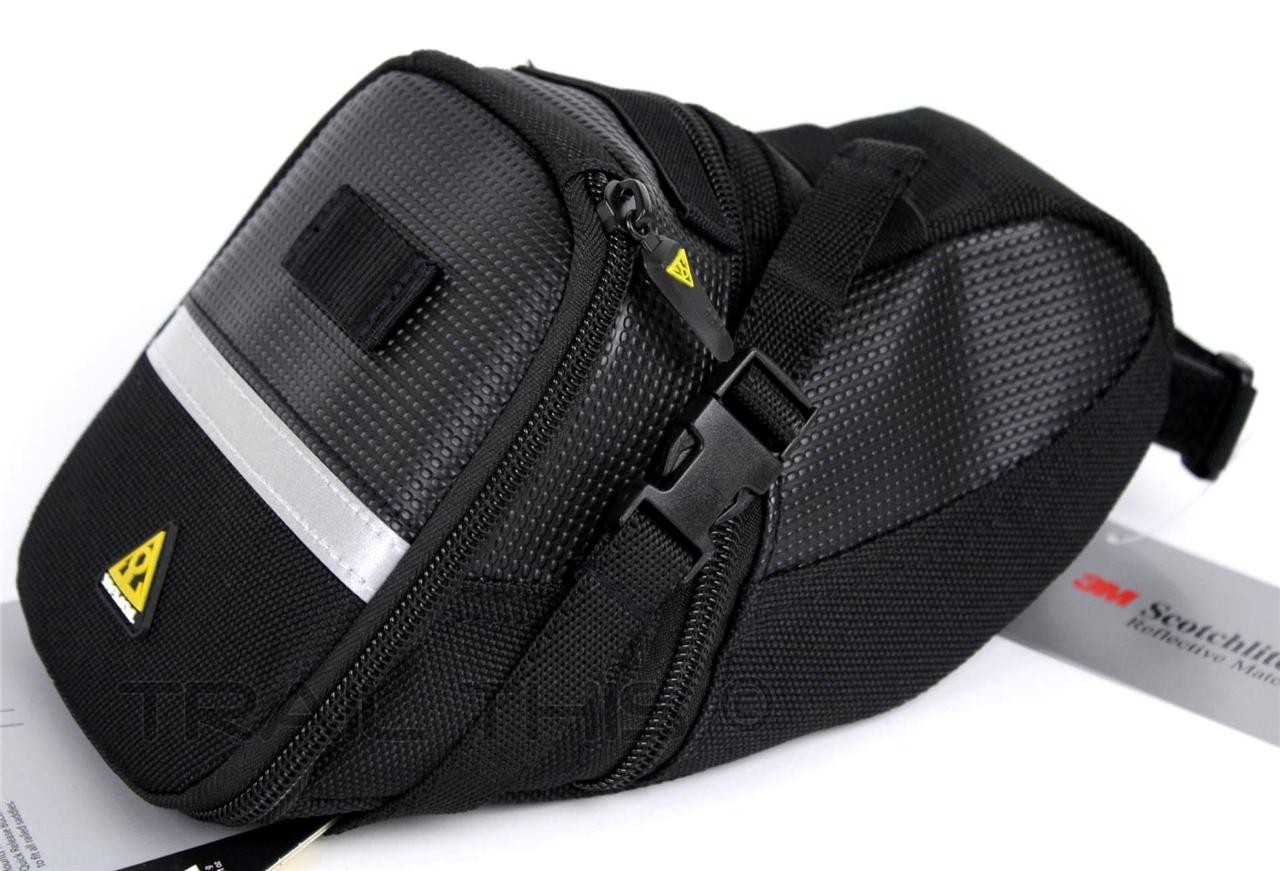 Topeak Large Aero Wedge Bicycle Seat Bag / Saddle Pack QR Straps Black - TC2262B