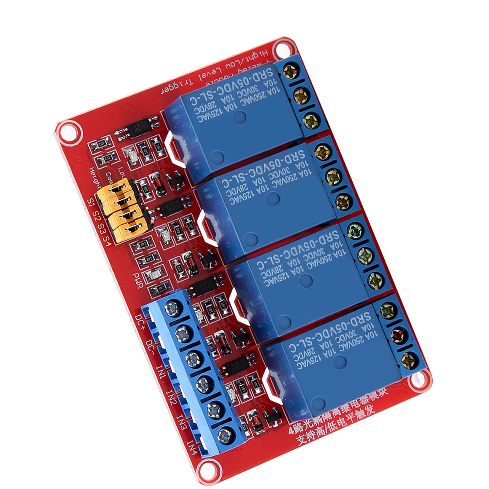 4 Channel Optocoupler Relay Module Board Stable Performance For Projects