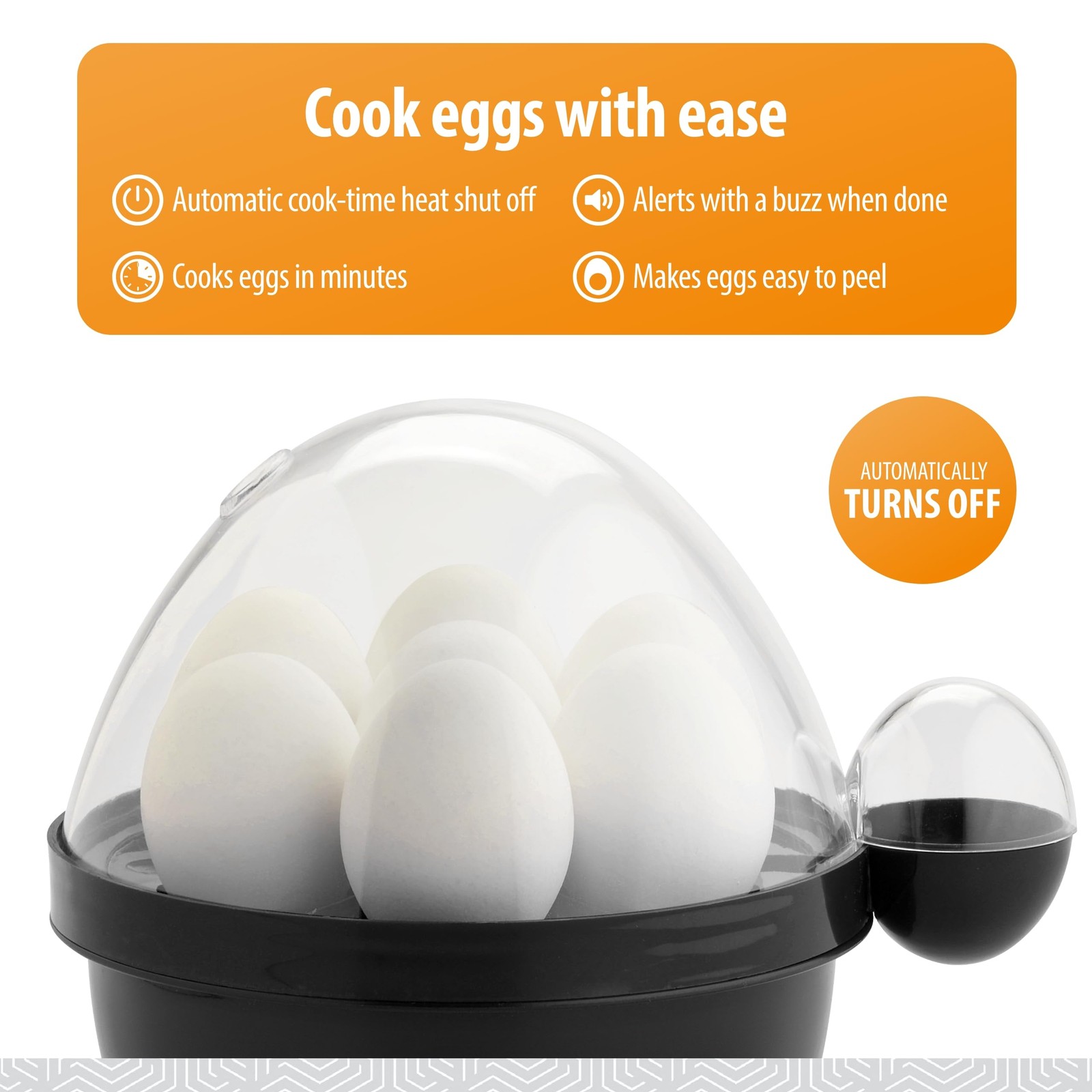 Toastmaster Rapid Electric Egg Cooker with Auto-Off - 7 egg capacity, Black