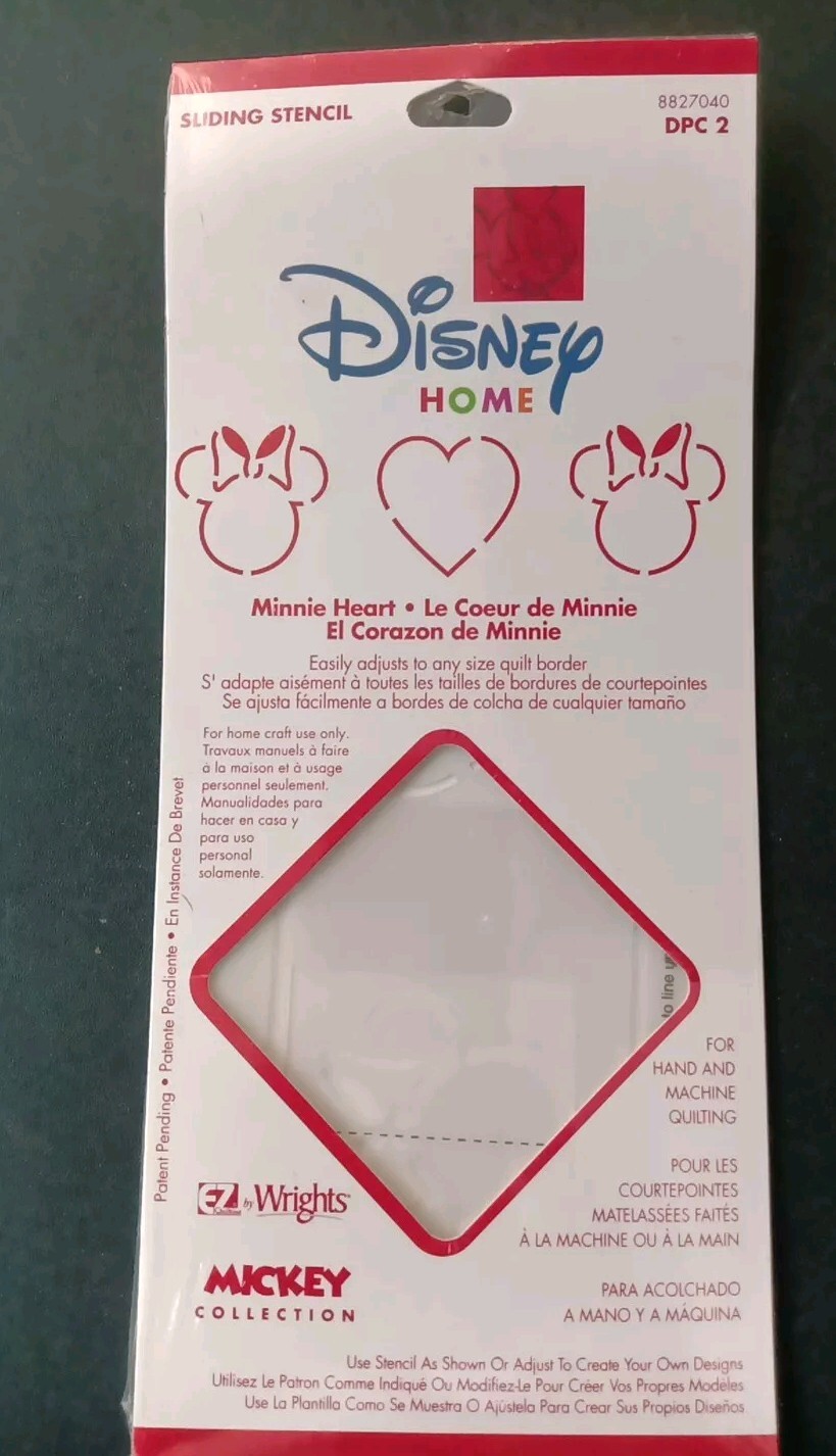 Disney Home Minnie Heart Sliding Stencil/Hand &  Machine Quilting NEW Sealed