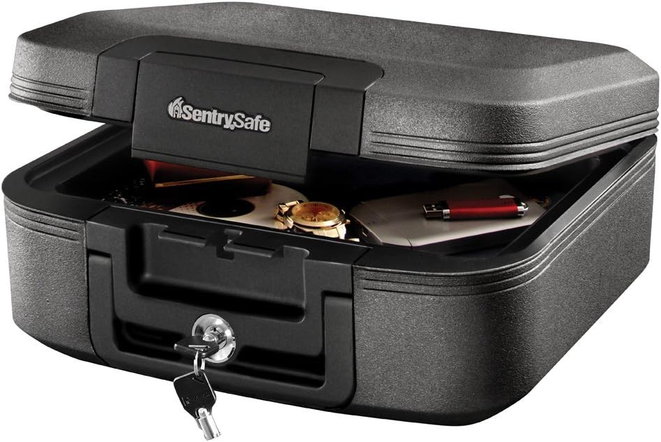 SentrySafe Charcoal Gray Fireproof Waterproof Safe Key Lock Portable 0.28 Cu