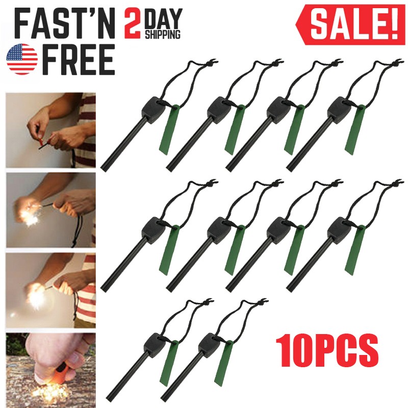 Portable Waterproof Ferro Rod Fire Starter Kit w/ Striker for Camping Outdoor