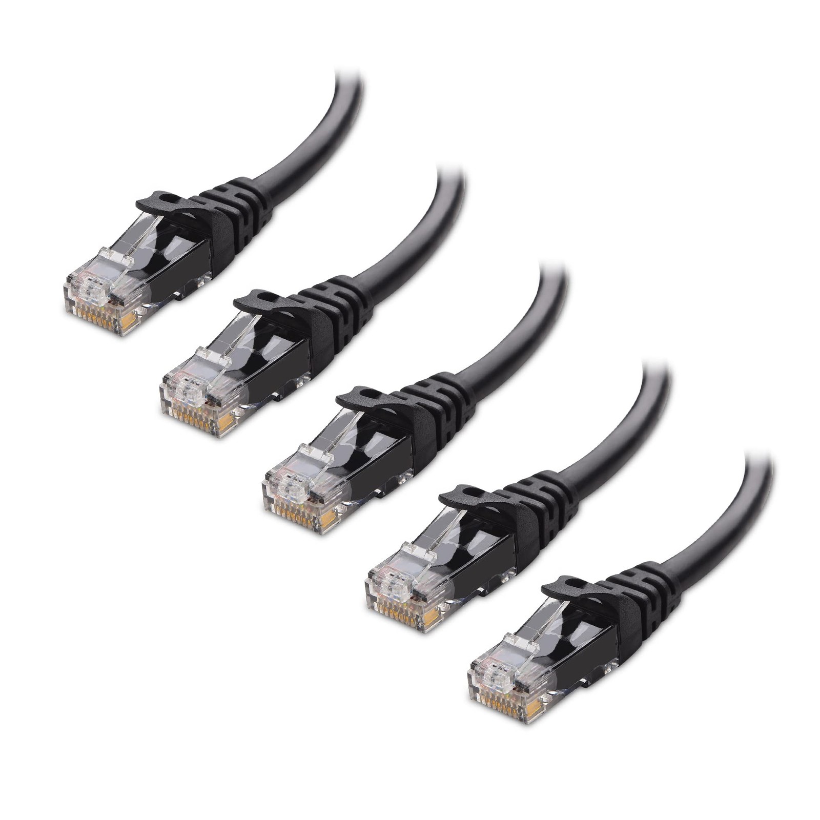 5 Pack 3FT Cat 6 Ethernet Cable 10Gbps Snagless Short Network Cord Black Set