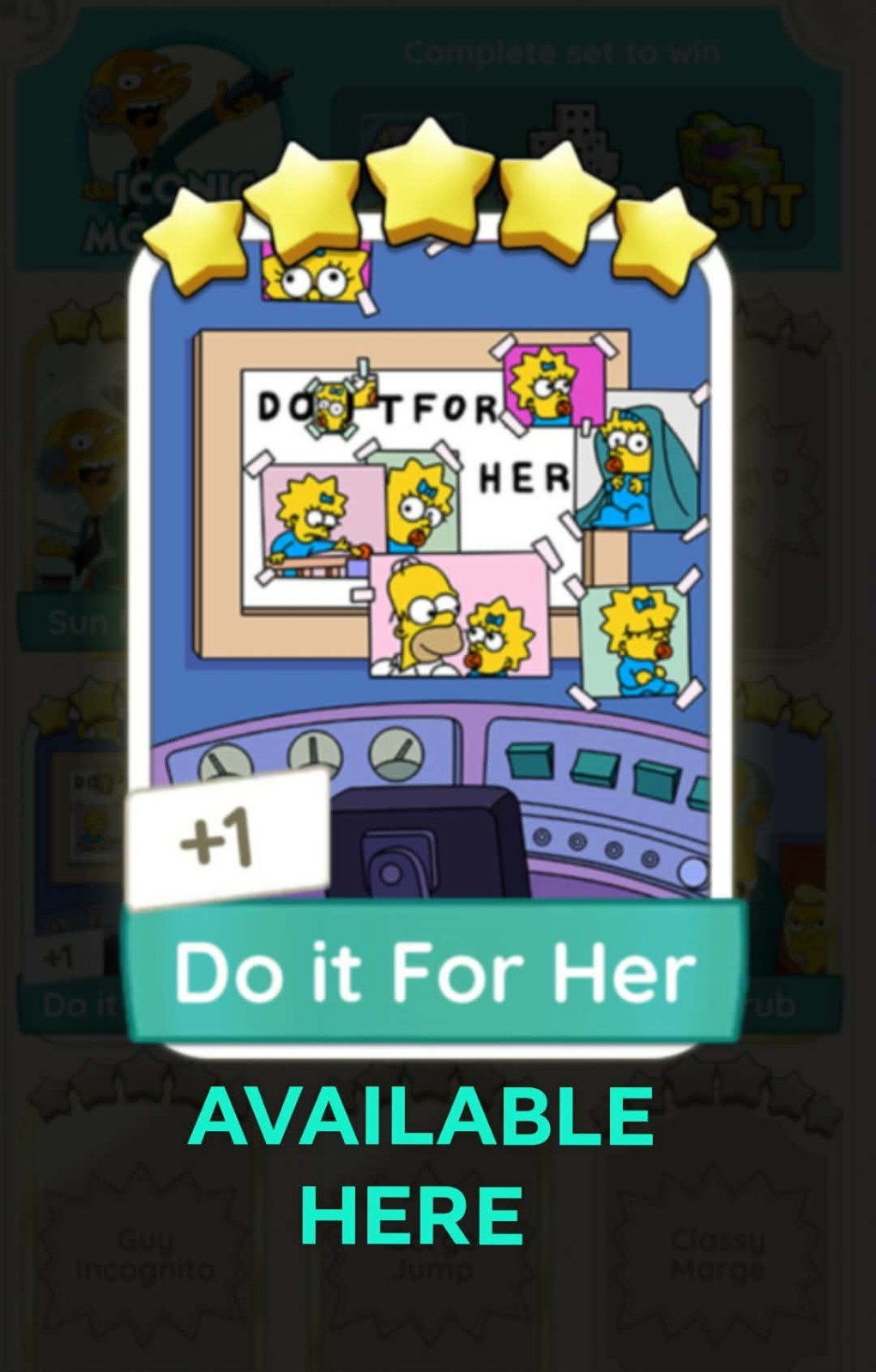 Do it For Her -5⭐ Set -21 -The Simpsons ALBUM MONO-POLY-GO SUPER FAST SERVICES