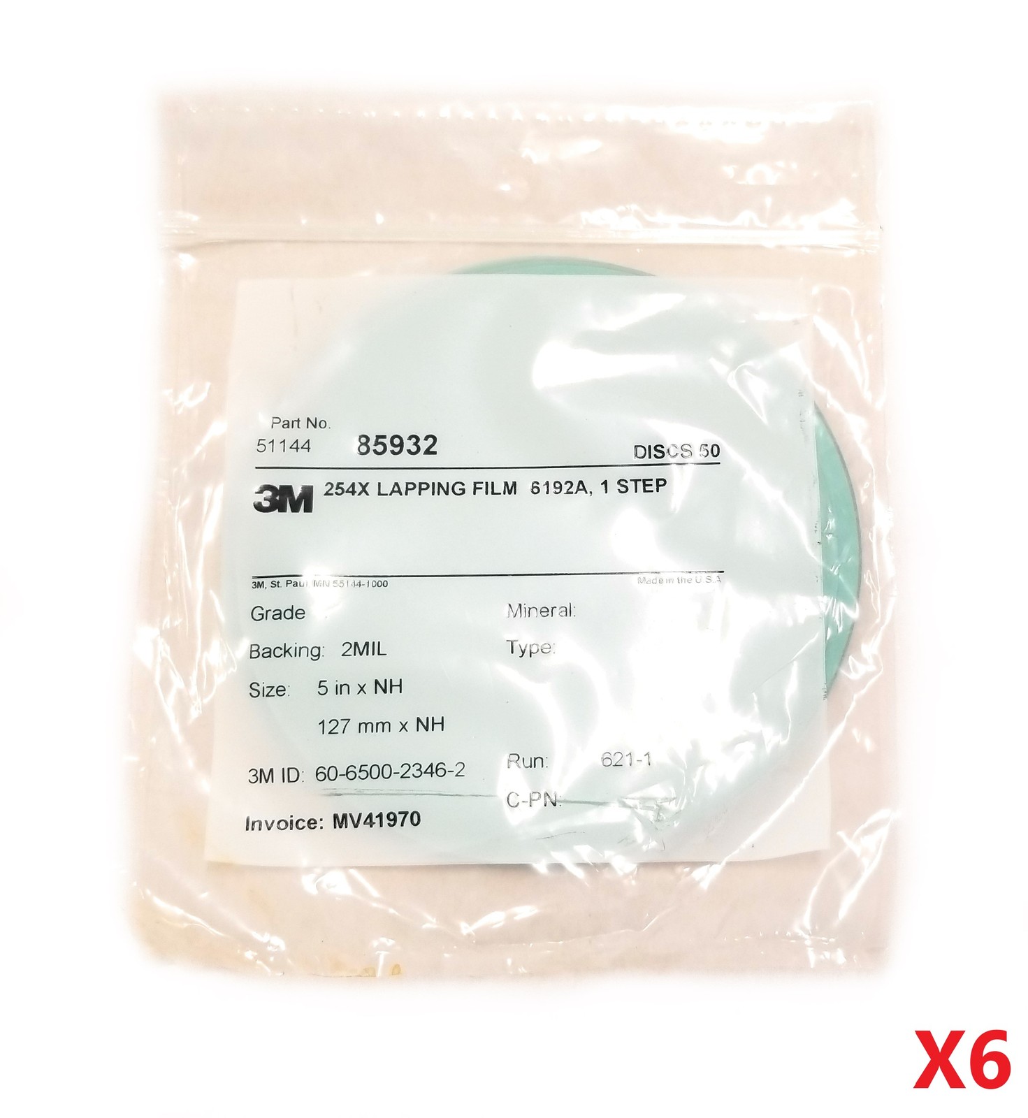 Lot of 300 NEW 3M 85932 254X Lapping Film 6192A 1-Step Fiber Optic Polishing