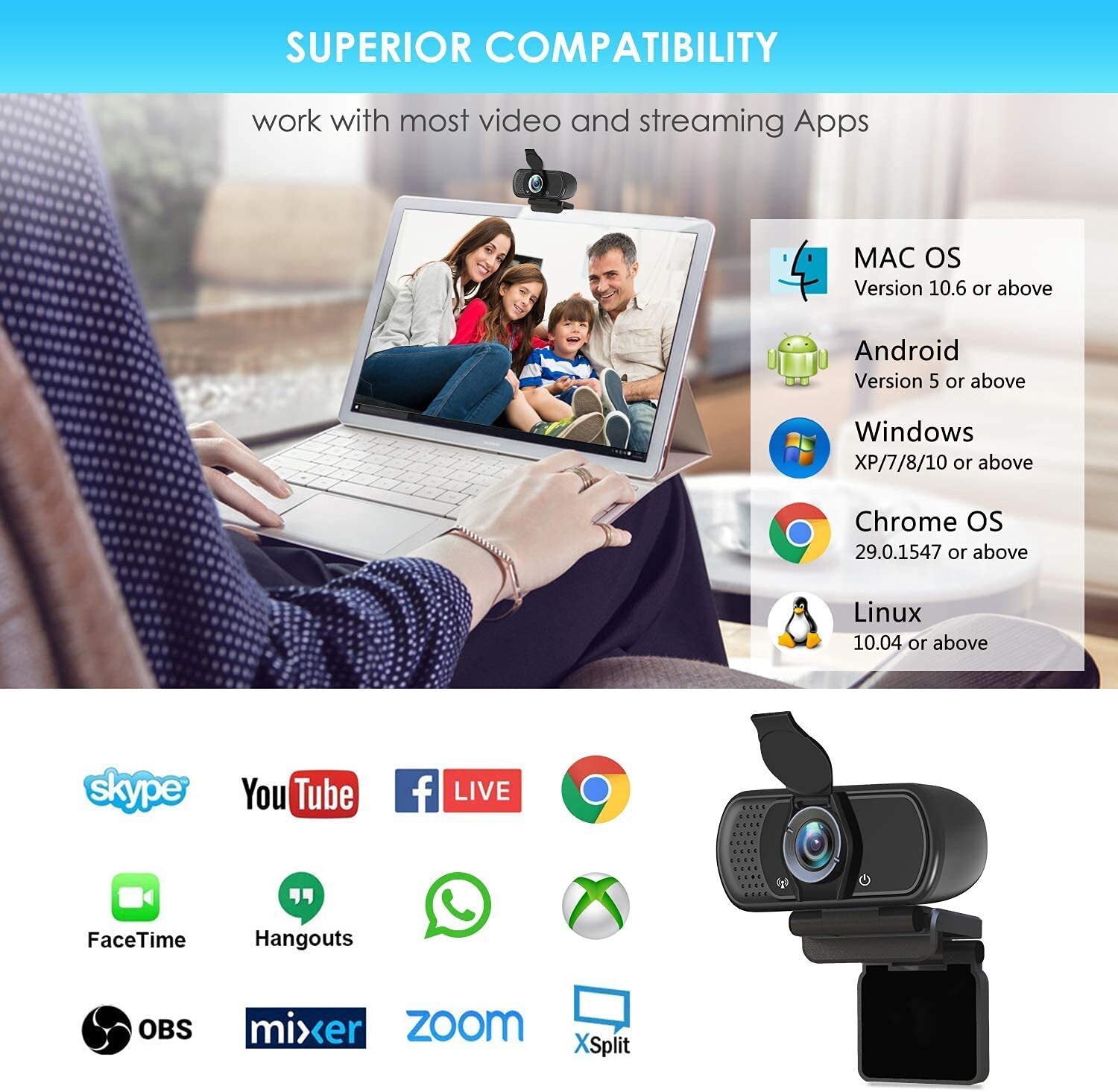 FULL HD Webcam 1080P with Microphone PC Laptop Desktop USB Webcams Pro Streaming