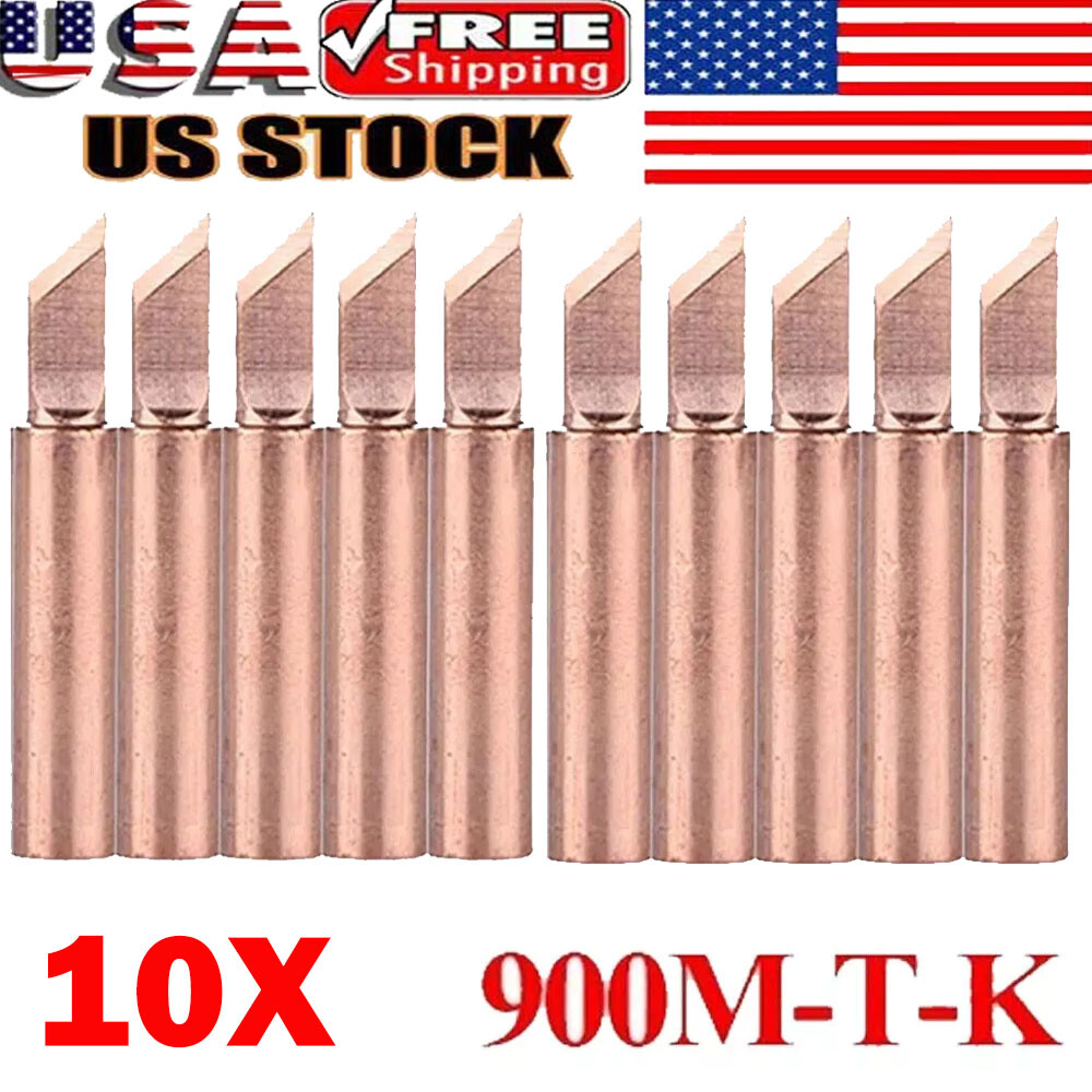 10PC 900M-T-K Pure Copper Soldering Iron Tips Sets Lead-Welding Solder Tip Tools