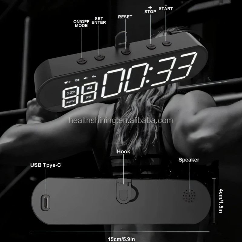 Gym Timer Clock Remote Control Fitness Interval Timer LED Digital Gym Wall Clock
