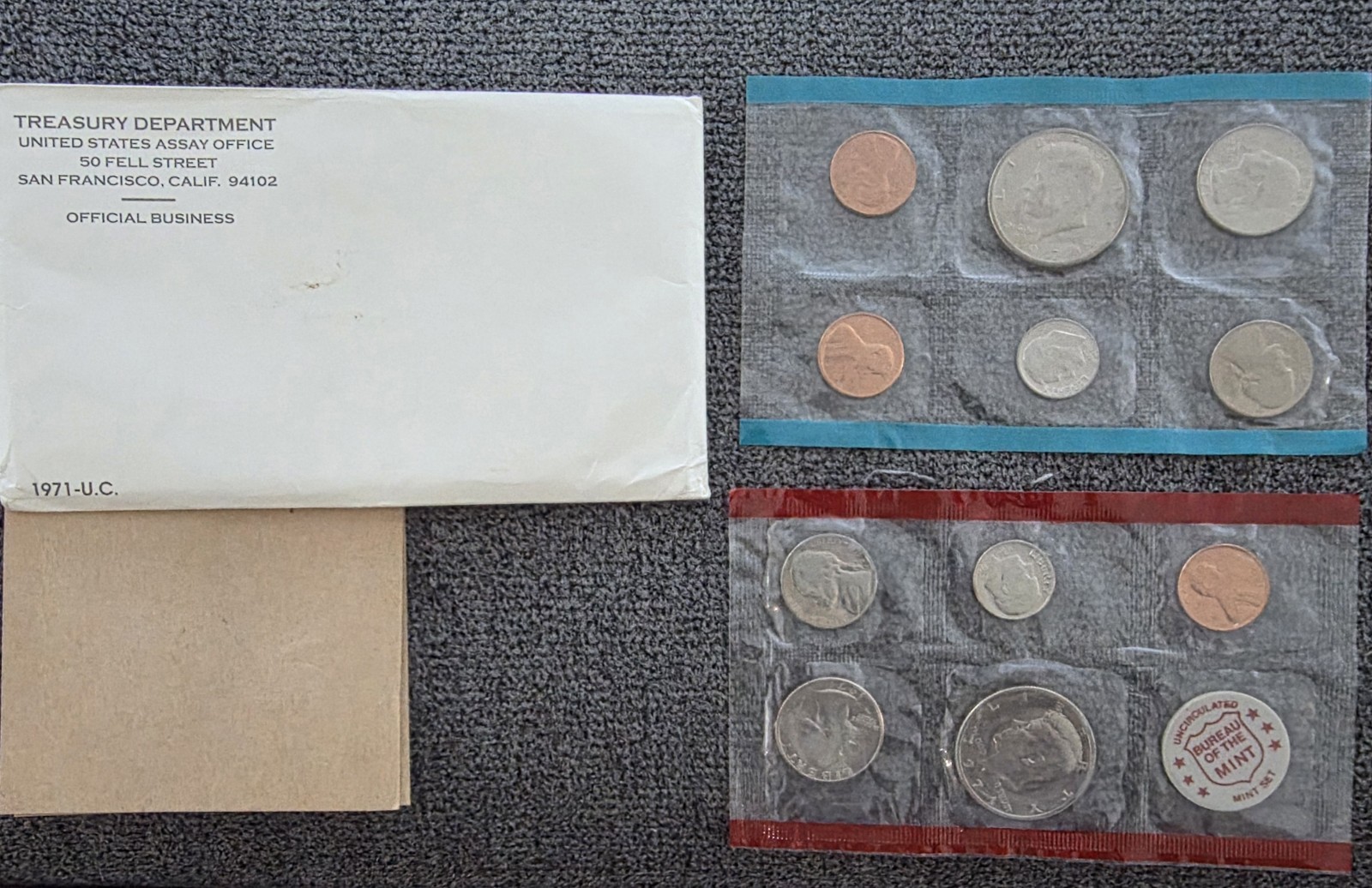 1971 Uncirculated Coin Set U.S Mint OGP, Bonus 1990 Mint Set.
