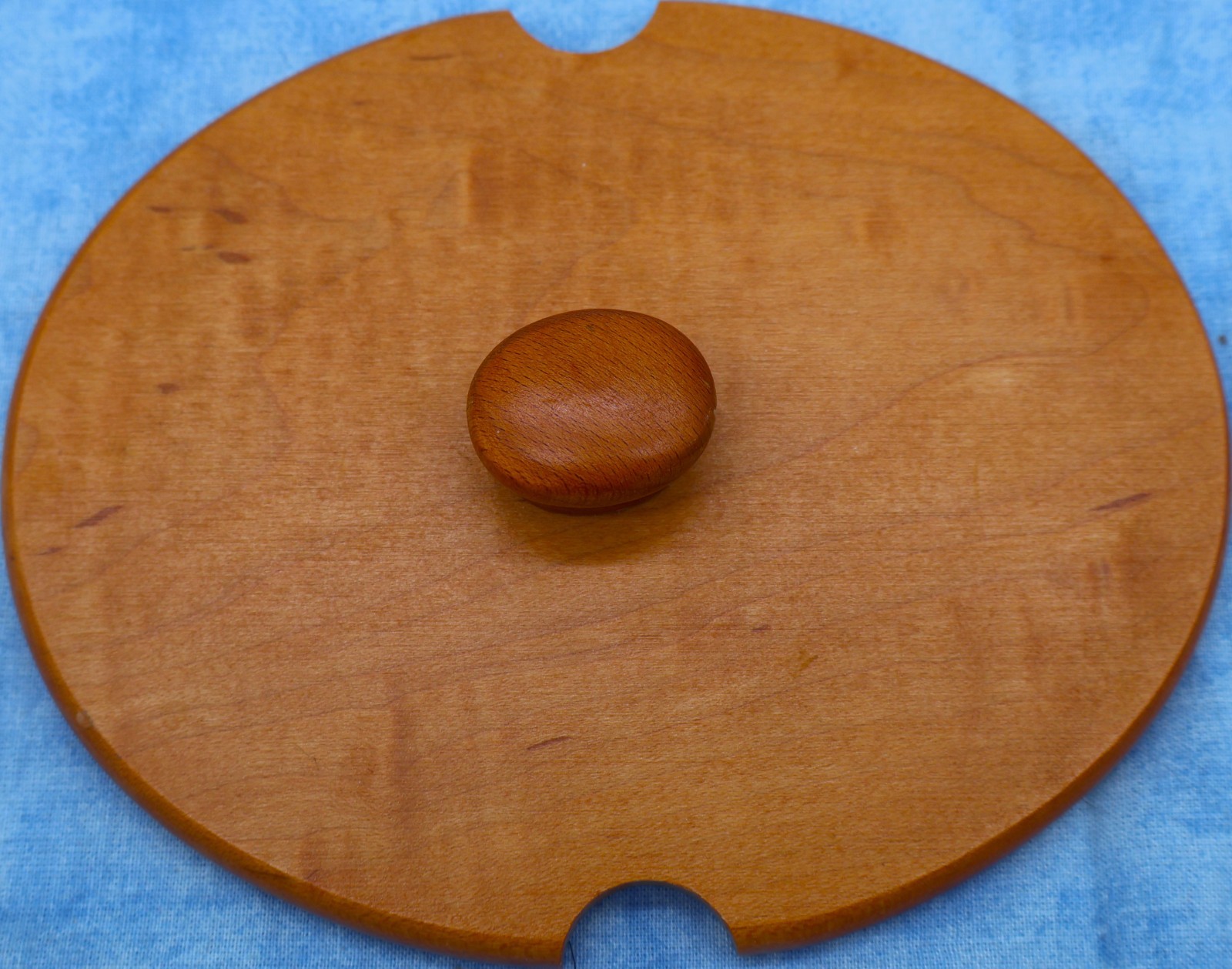 Longaberger WoodCrafts 6.5"x5.25" Oval Lid w/ Side Notches & Wood Knob