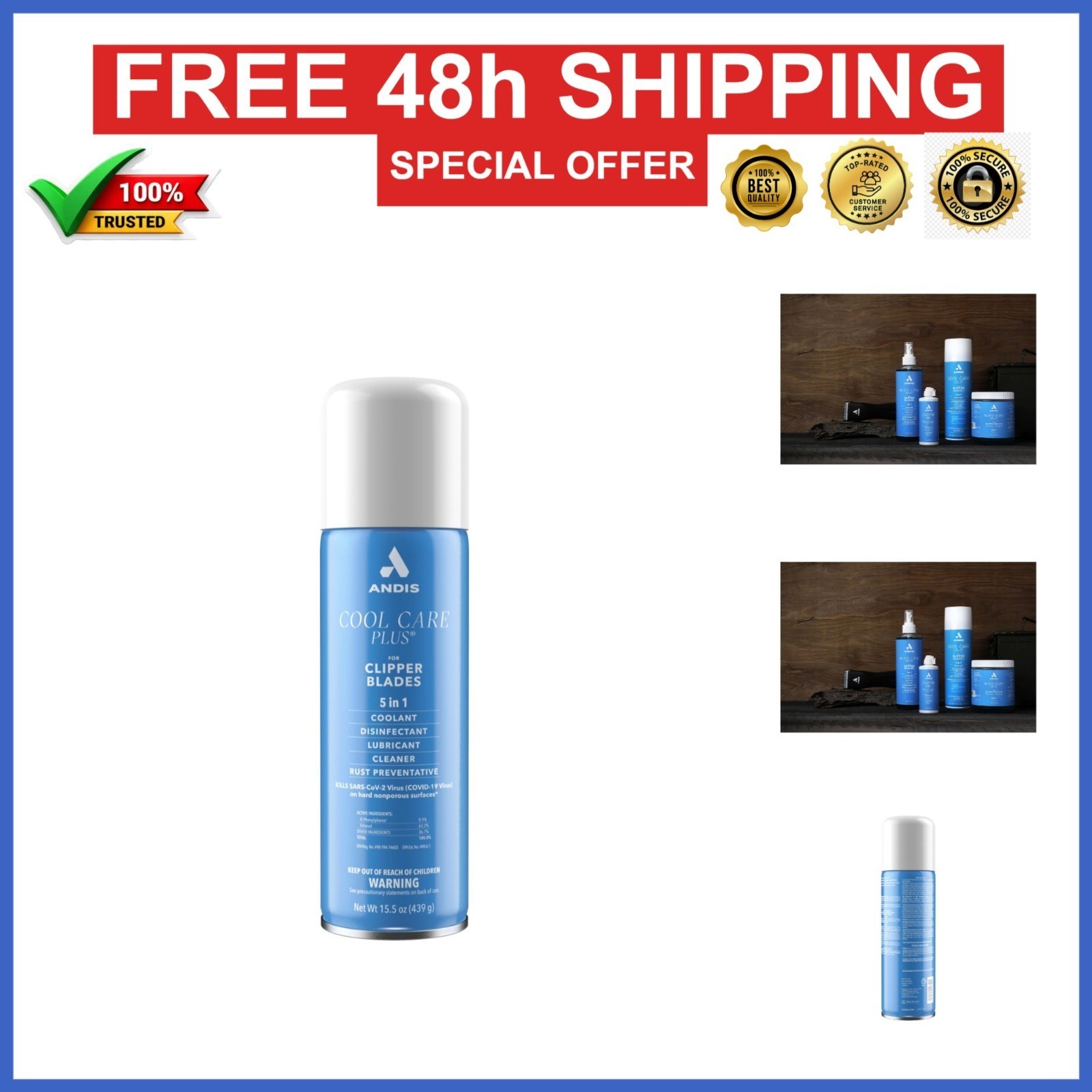 Andis 12750 Cool Care Plus 5-in-1 Clipper Spray 15.5 oz