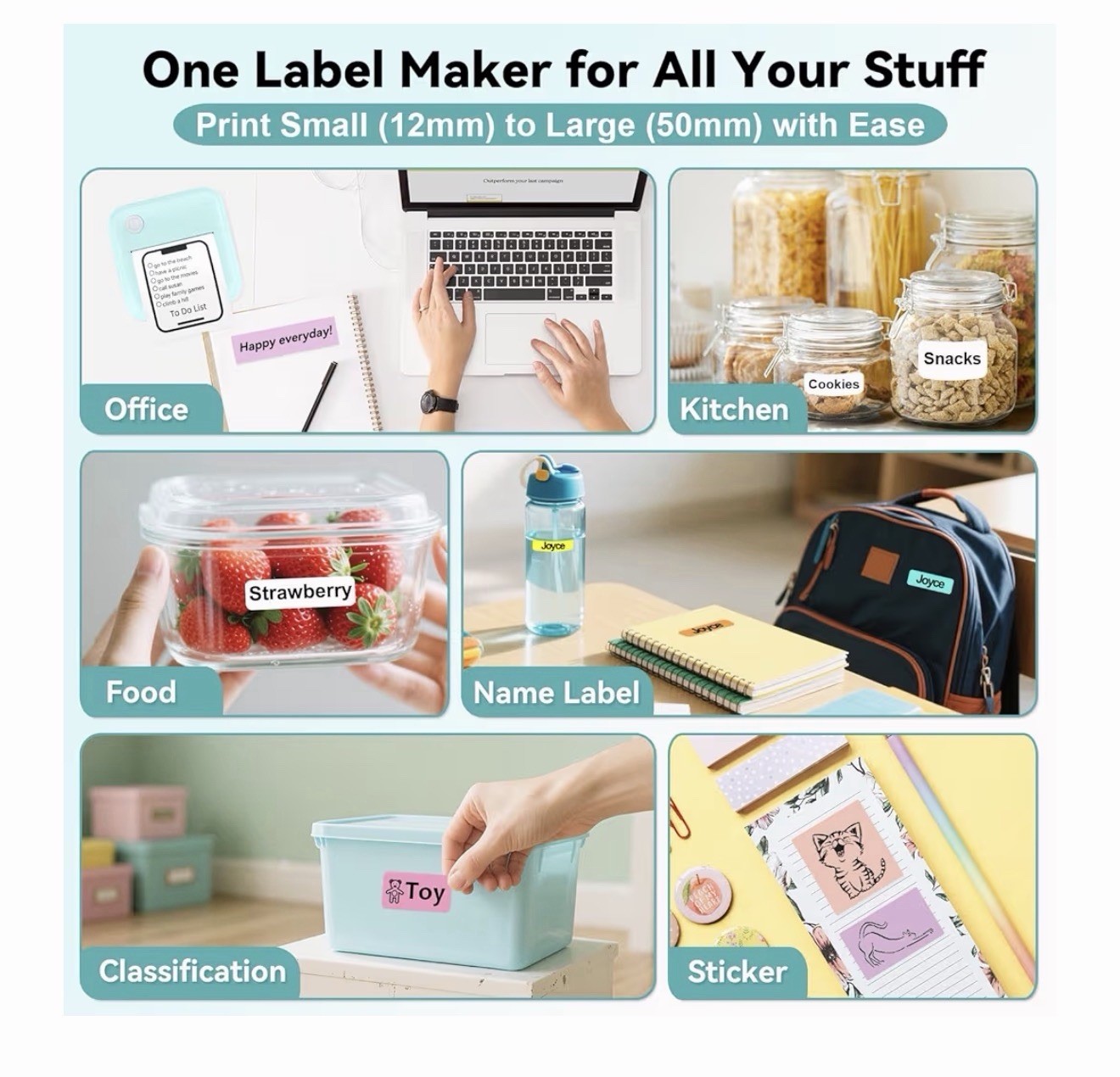 Label Maker Machine with Tape - Inkless Mini Bluetooth Label Printer
