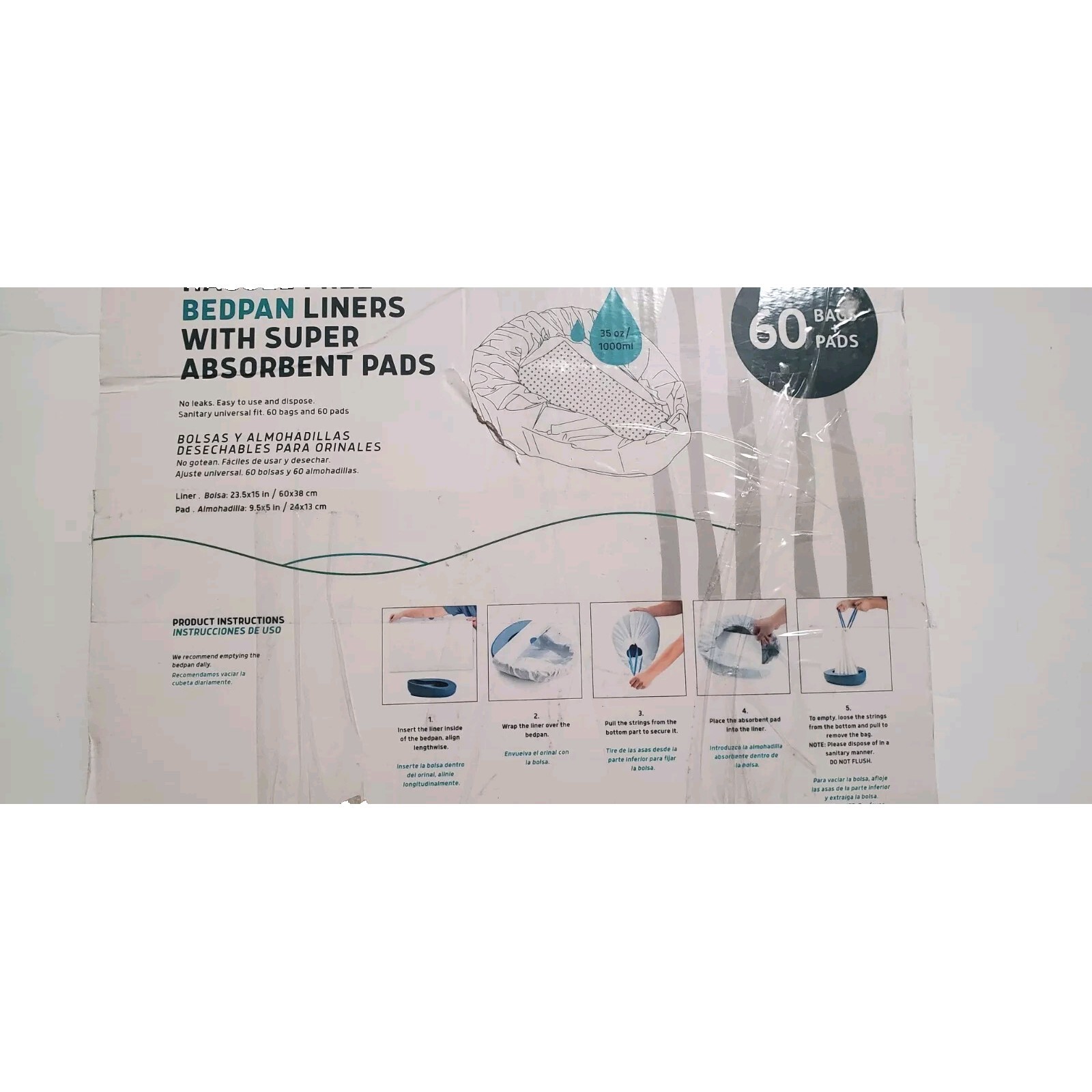 Lunderg Commode Liners with Absorbent Pads~Value Pack Medical Grade (60) Count