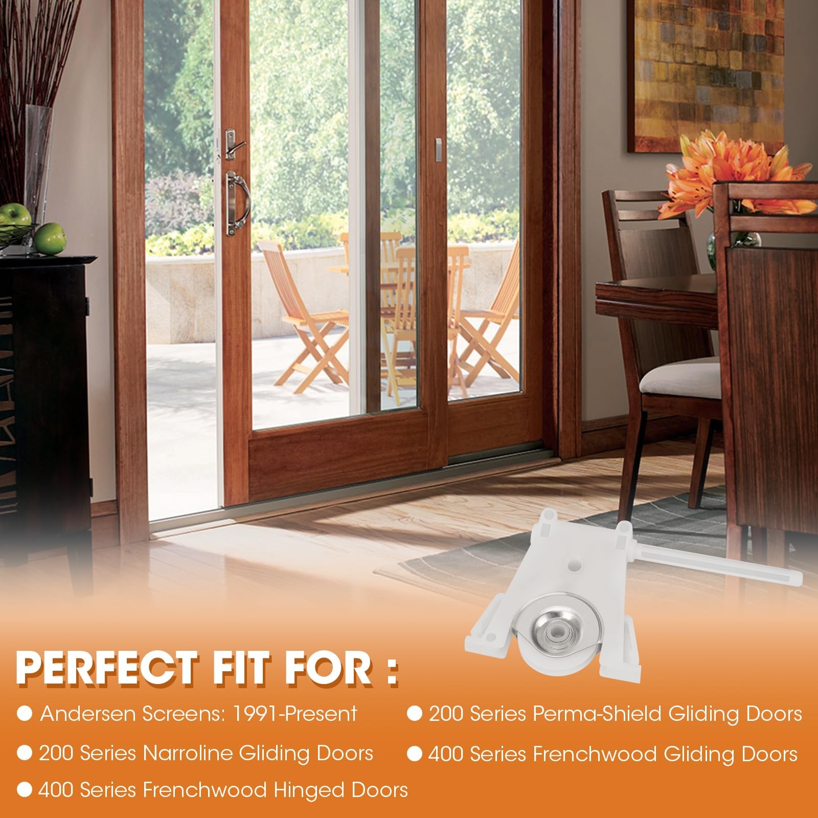 2 Pack Sliding Screen Door Lower Roller Assembly, Compatible with Andersen...