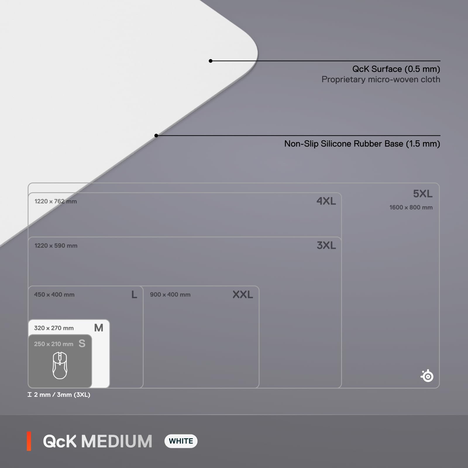 SteelSeries QcK Gaming Mouse Pad - Micro-Woven Surface - Optimized Tracking