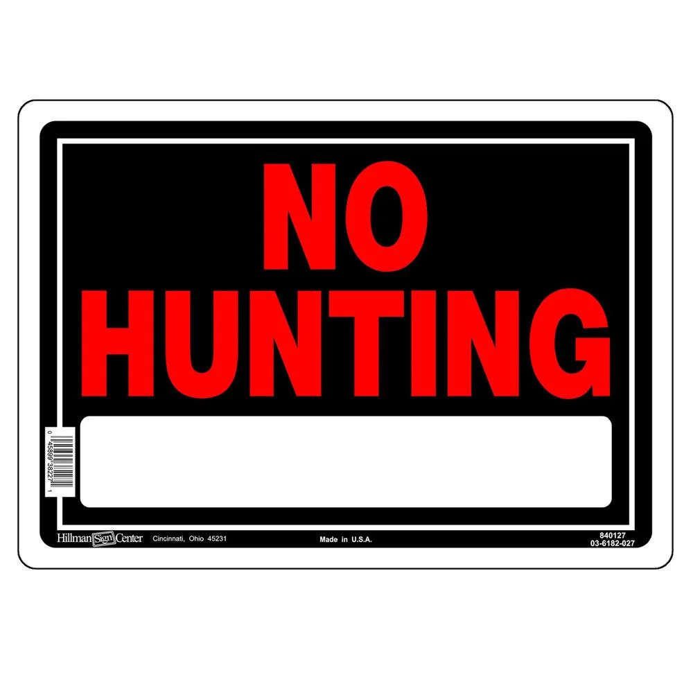 Hillman Black & Red Aluminum No Hunting Sign, 10 x 14 in.