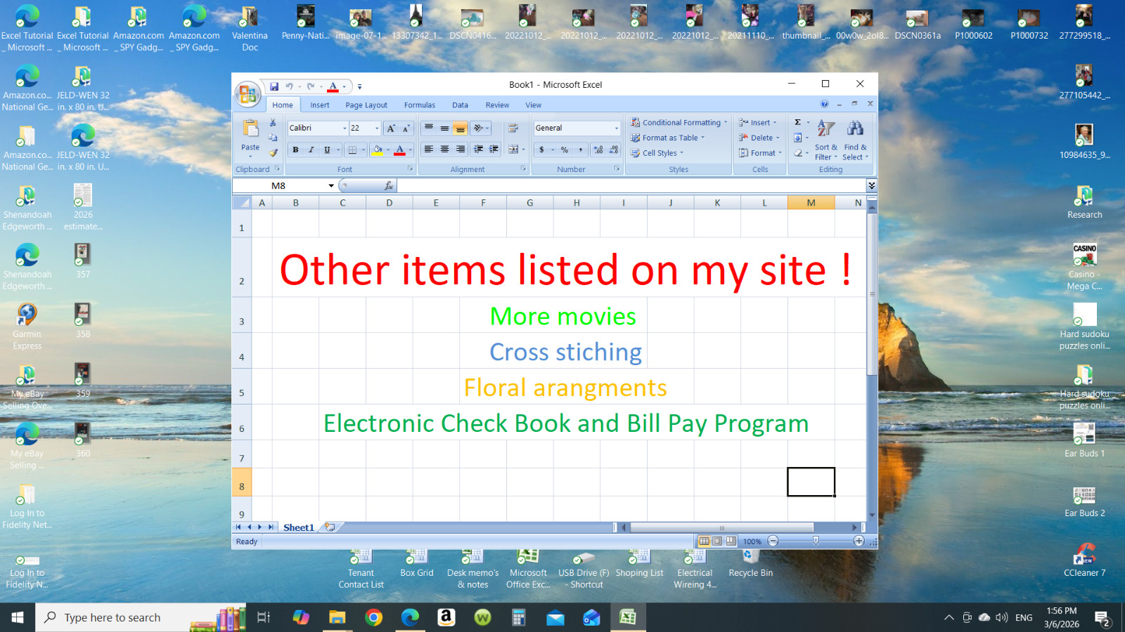 Keep ahead of bills, checkbook register, and bill pay program. Read Description