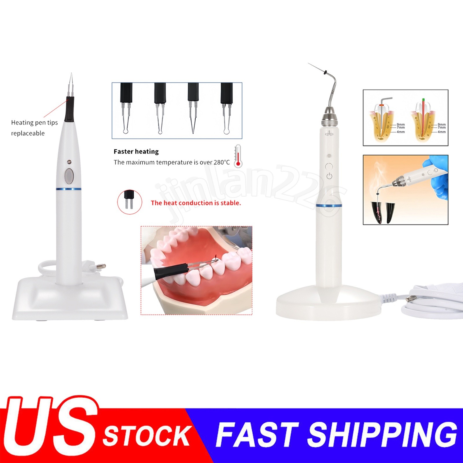 Dental Obturation Pen ENDO Heated System+Gutta Percha Points /Tooth Gum Gutter