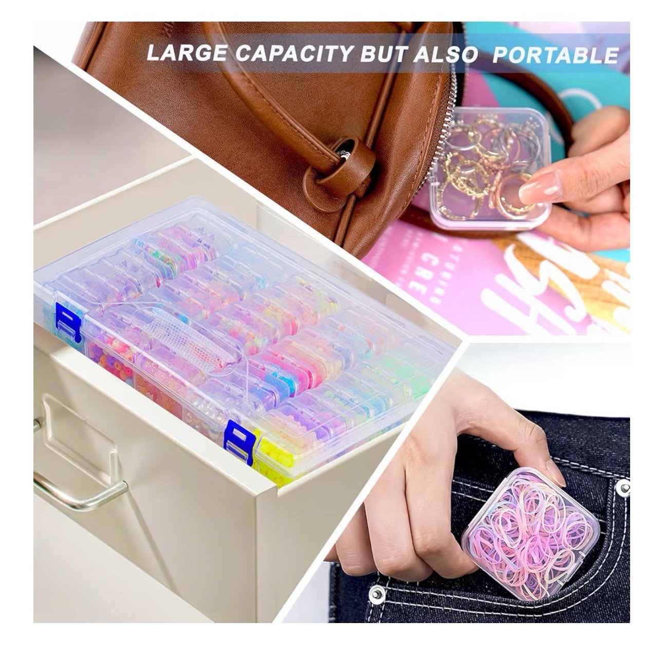 Bead Organizer Box, 31 Pcs Small Clear Plastic Bead Storage Cases, Mini Rectangl