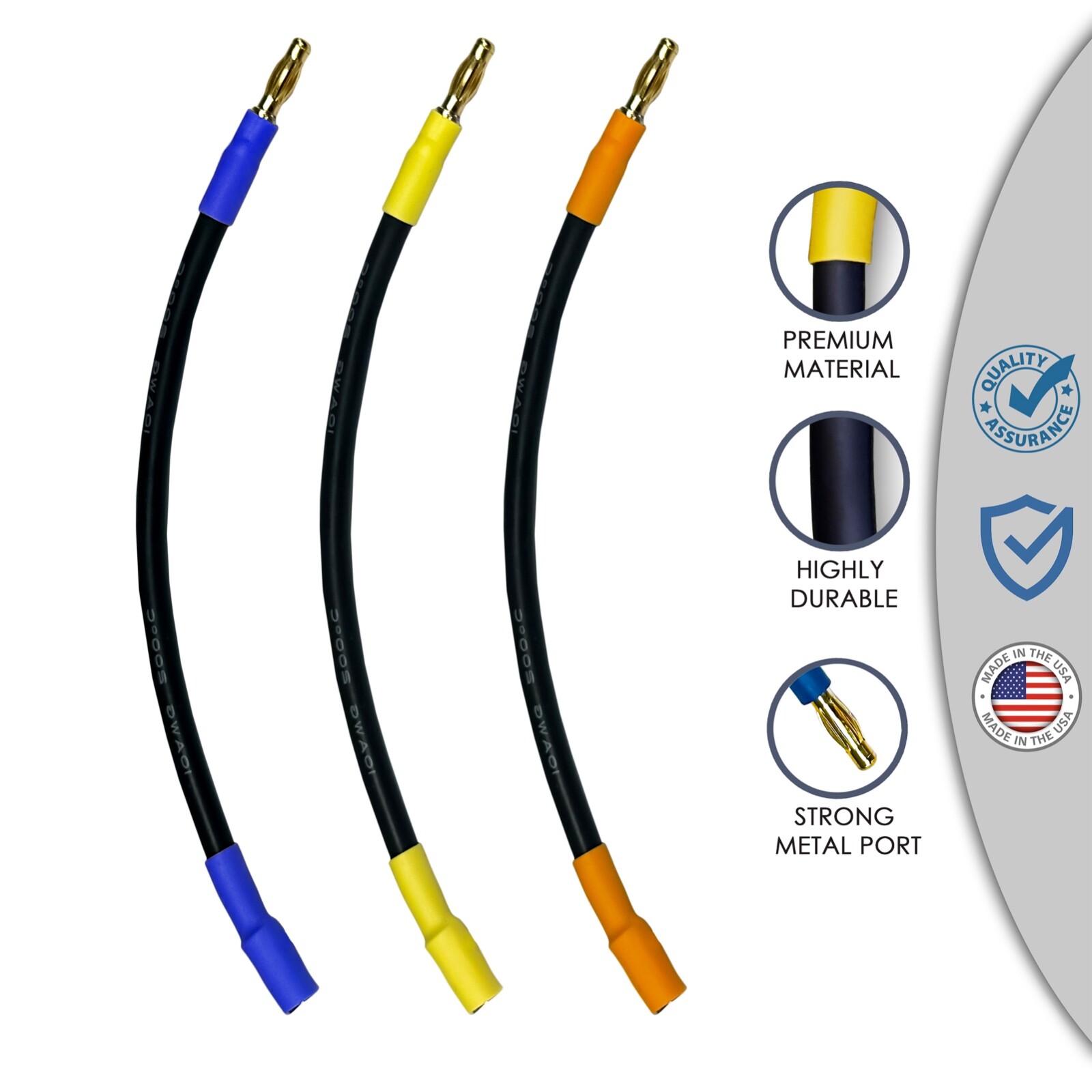 4mm Male to 6.5mm Female ESC Extension Leads 6" 10AWG Silicone Wire RC Adapters