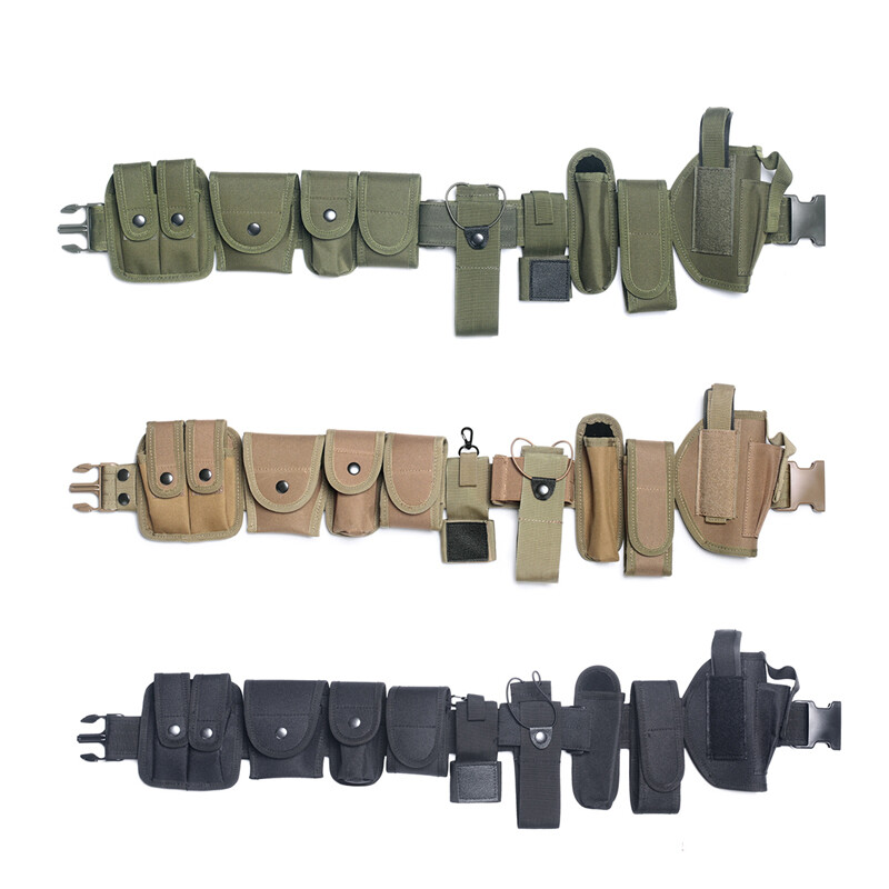 9 Pouches Tactical Belt Kit Men's Military Security Belt Hunting Belts Waistband