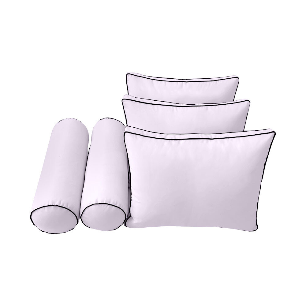 COVER ONLY Style3 Outdoor Bolster Back Pillow Slipcover Contrast Trim Full-AD107