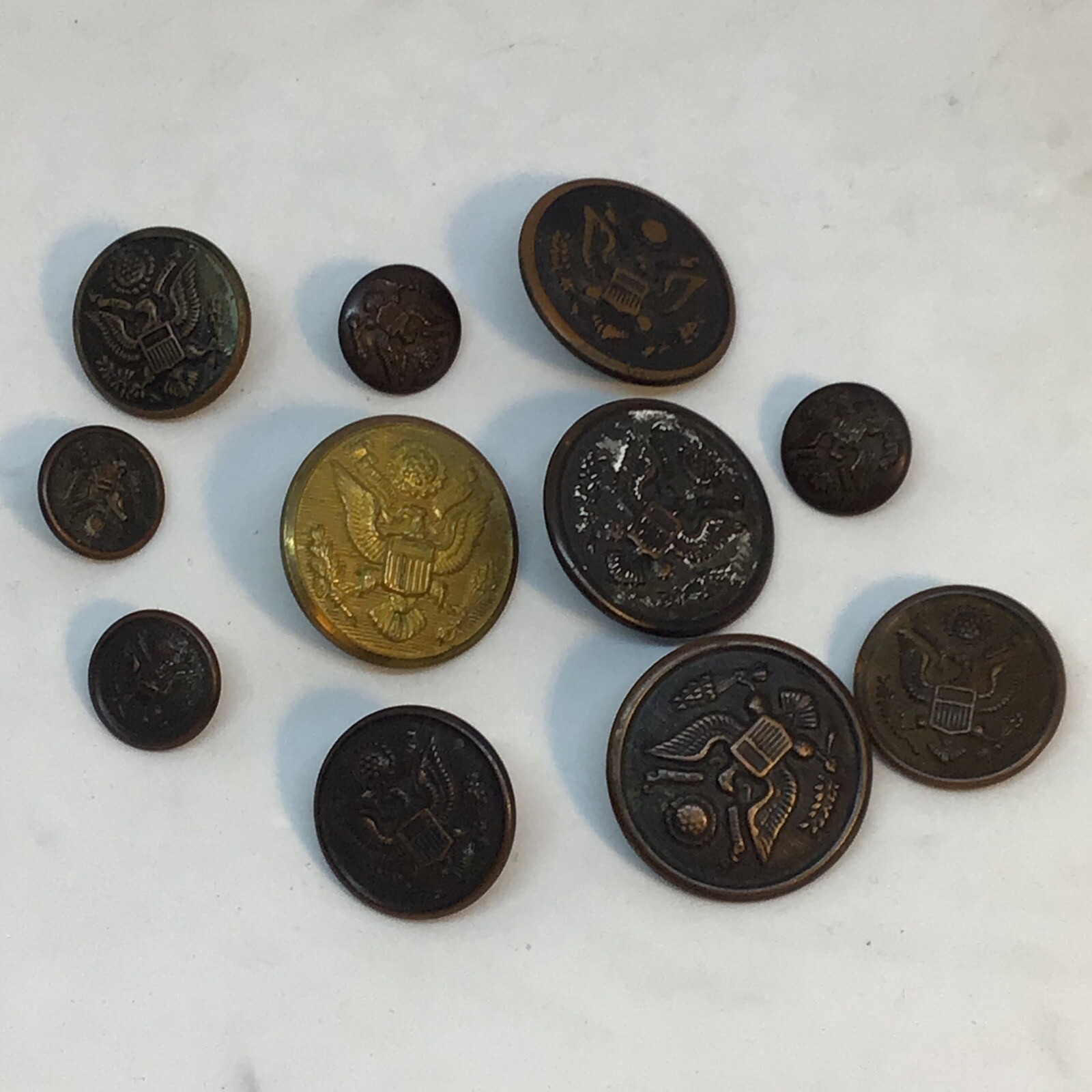 (Lot Of 11) Antique World War II United States Army Buttons