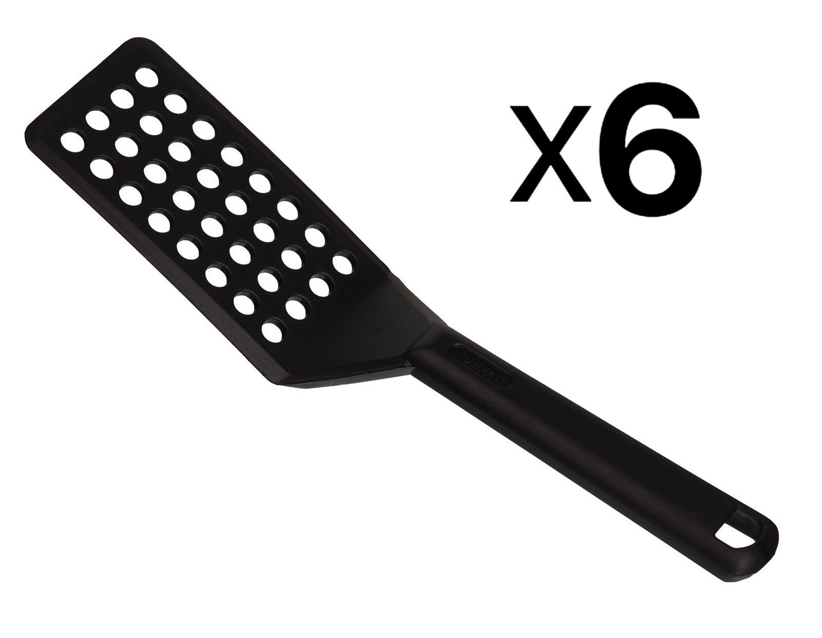 Norpro My Favorite Beveled Spatula w/ Holes, 10 Inches - Black (6-Pack)