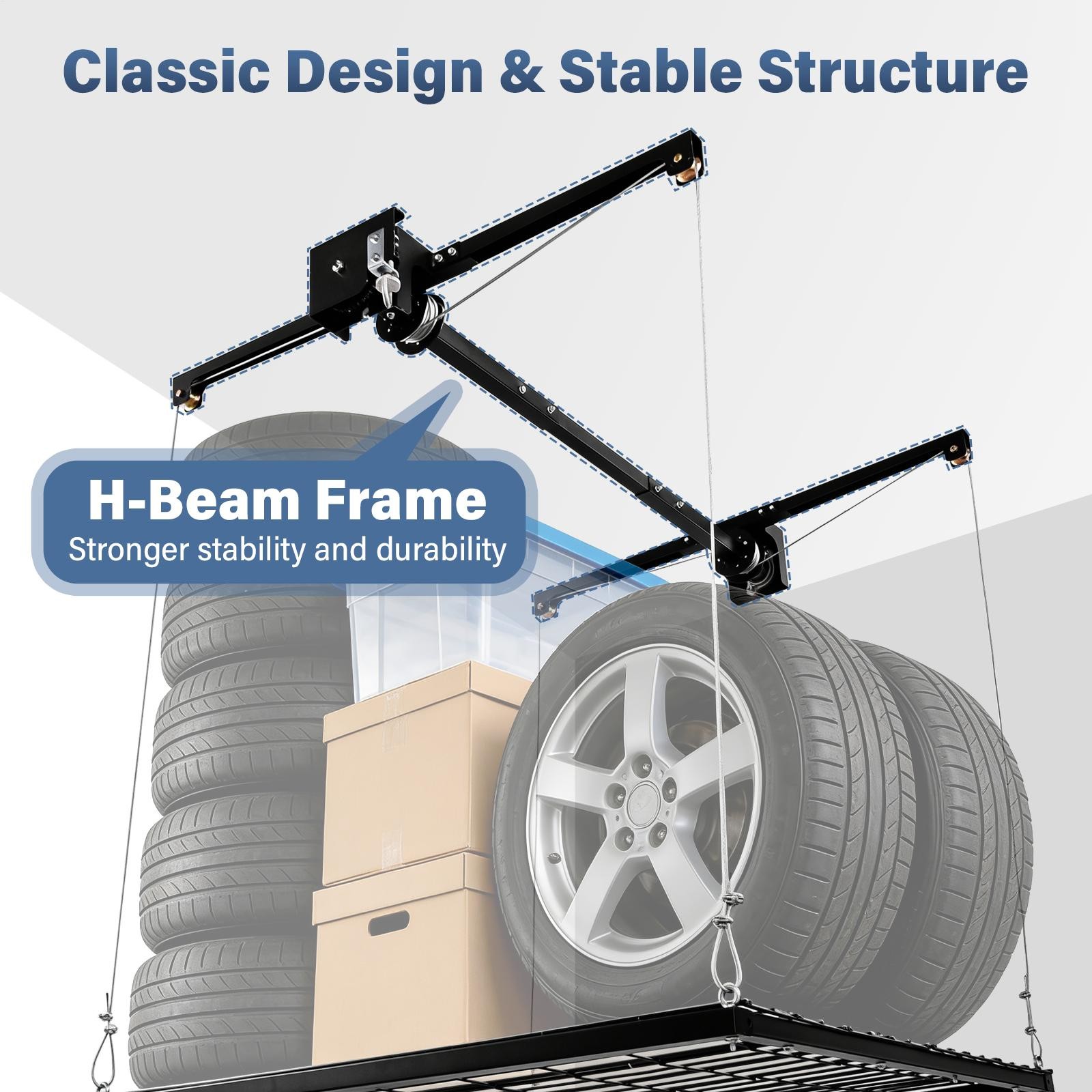 Overhead Garage Lifting Storage Rack, Garage Storage Rack, Adjustable Height Gar