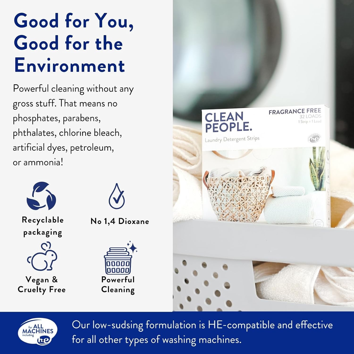 Clean People Laundry Detergent Sheets - Recyclable Packaging, Hypoallergenic, St