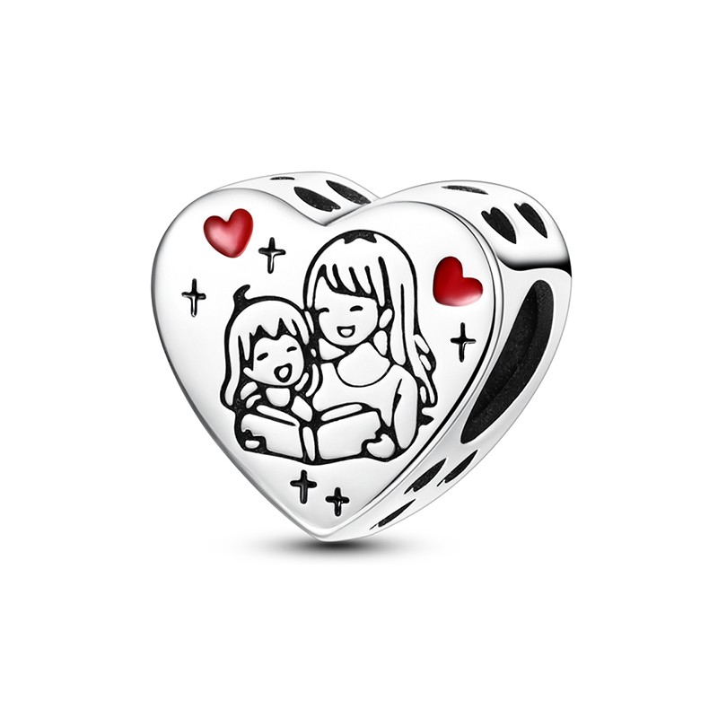 MULA European Parent Reading DIY Charm CZ For Women Bracelet 925 Sterling Silver