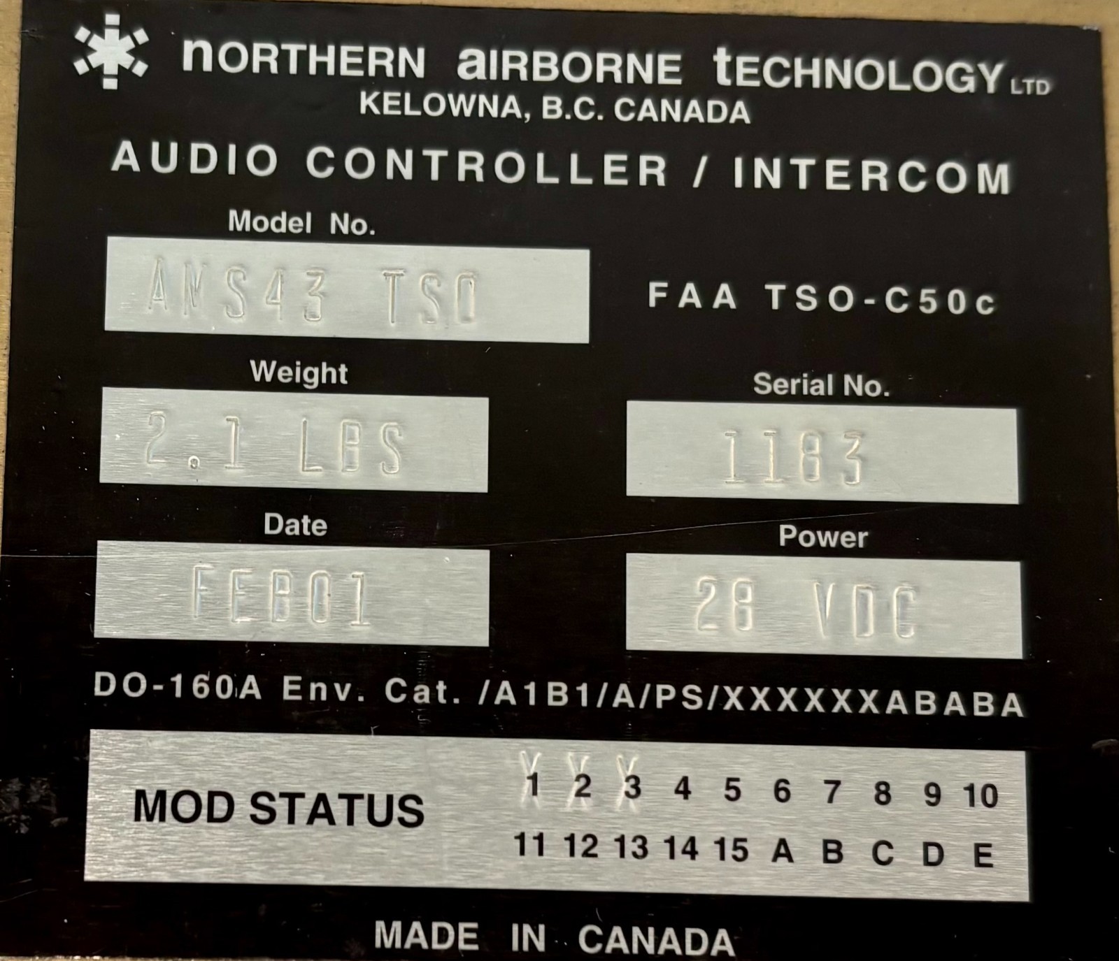 Audio Control Panel AMS43 Removed Working