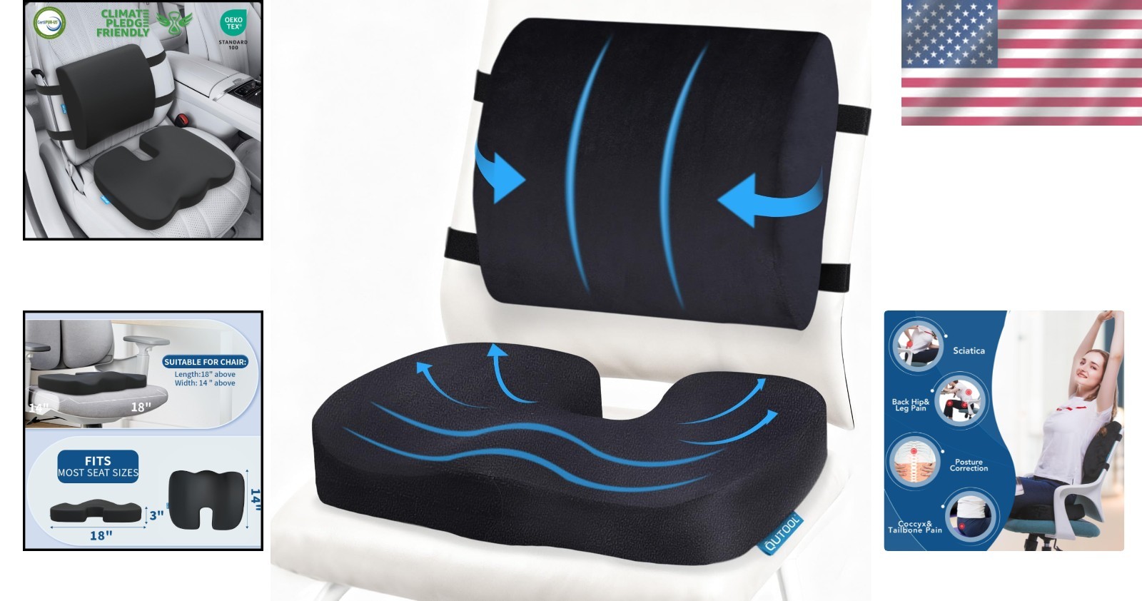 Ergonomic Seat Cushion & Lumbar Support Set