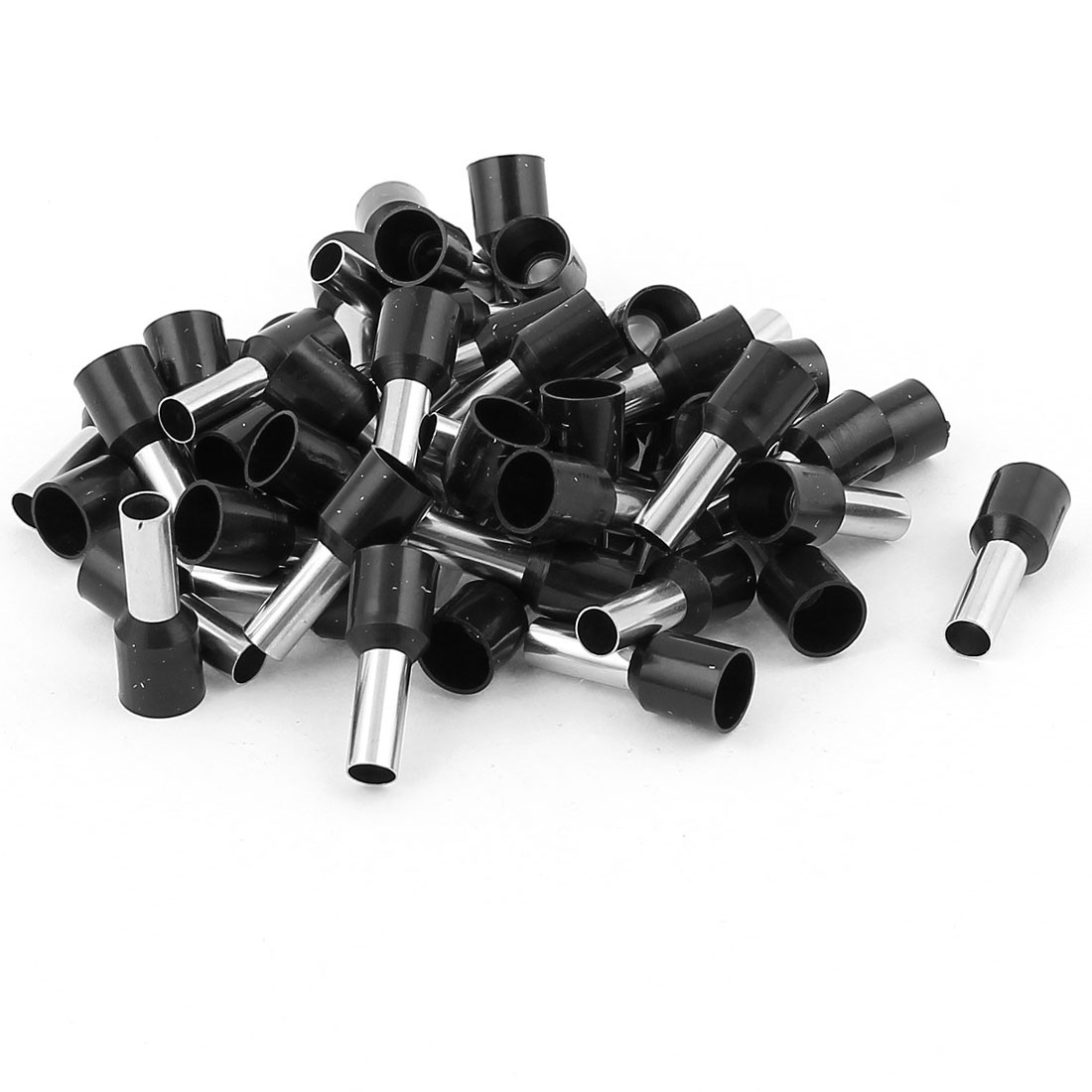 50 x 10mm2 Crimp  Terminal Insulated Bootlace Ferrule Connector Black